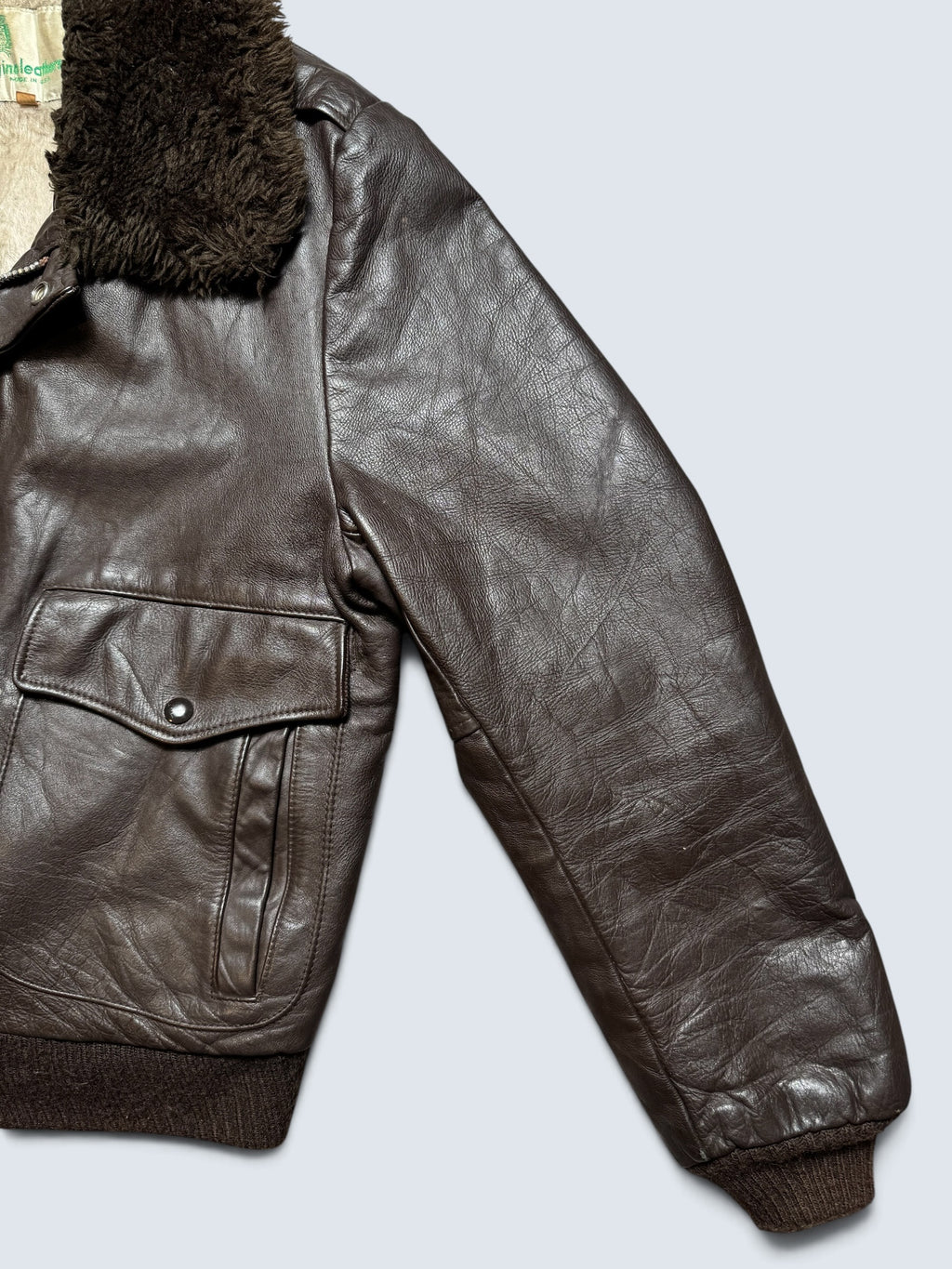 Jacket cuir cowhide flight bomber Gino Leathers made in USA black 70’s - 42 (M)