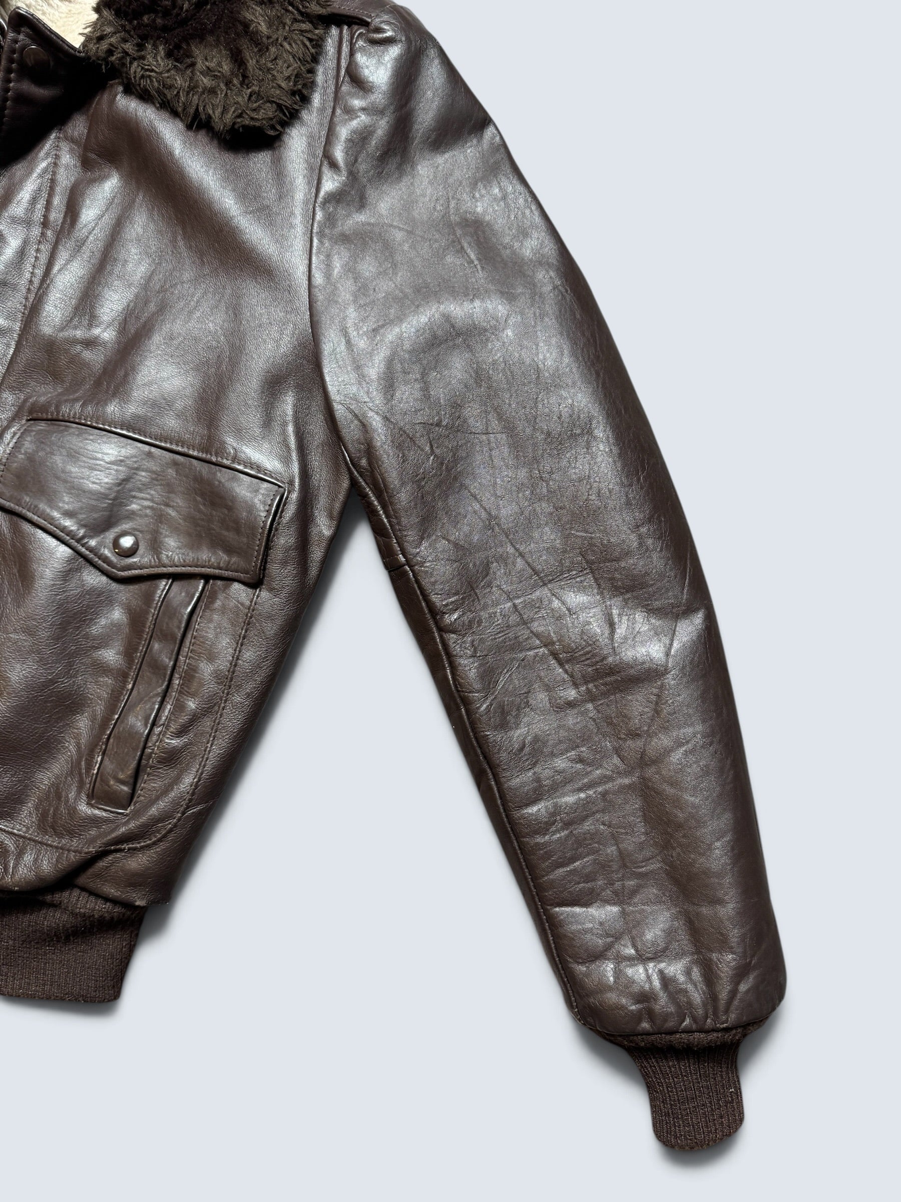Jacket cuir cowhide flight bomber Wear-Guard made in USA brown 70’s - 42 (L)