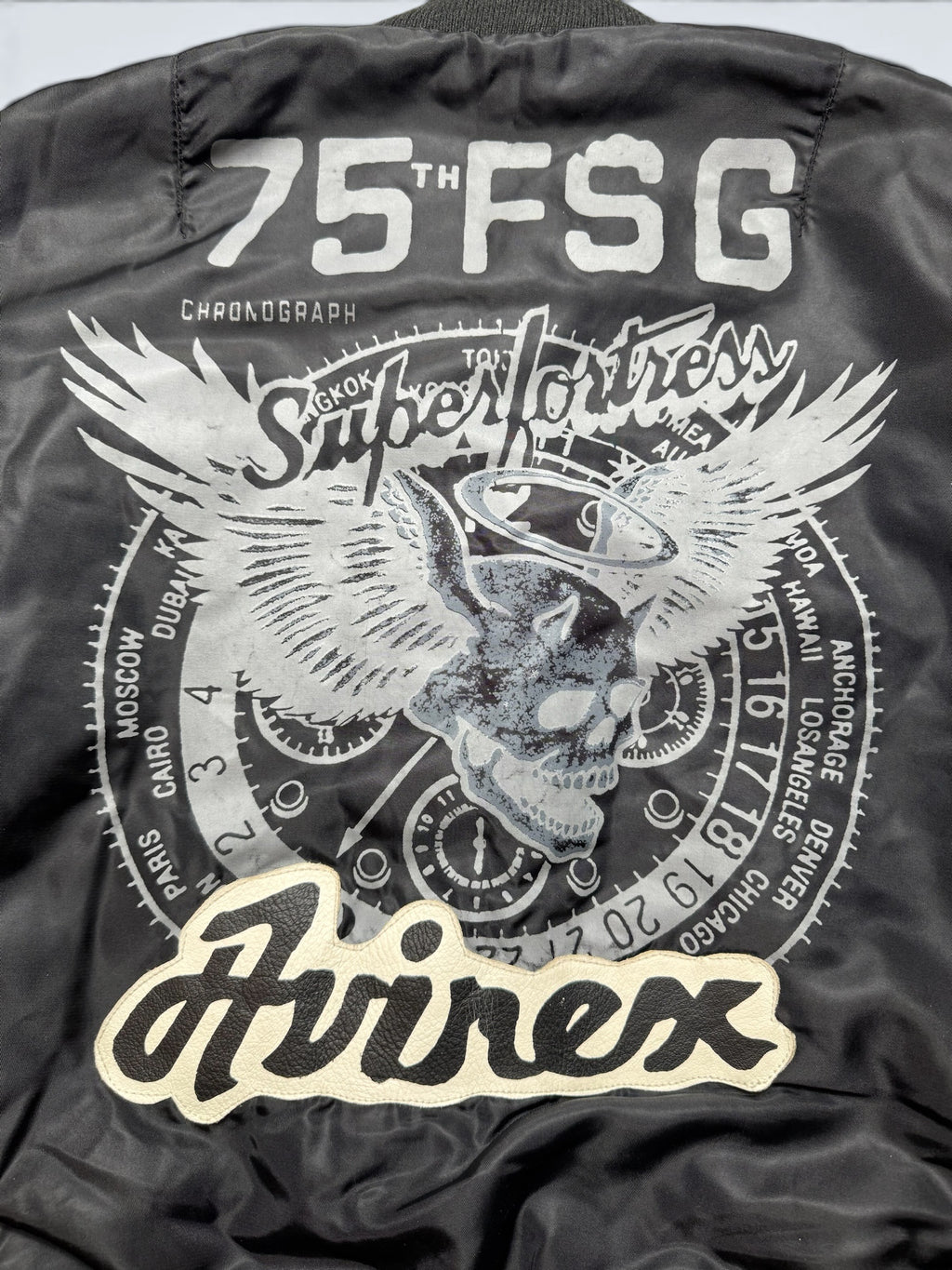 Jacket bomber flight Ma-1 Avirex LTD 75 FSG made in Korea black vintage 90's - M