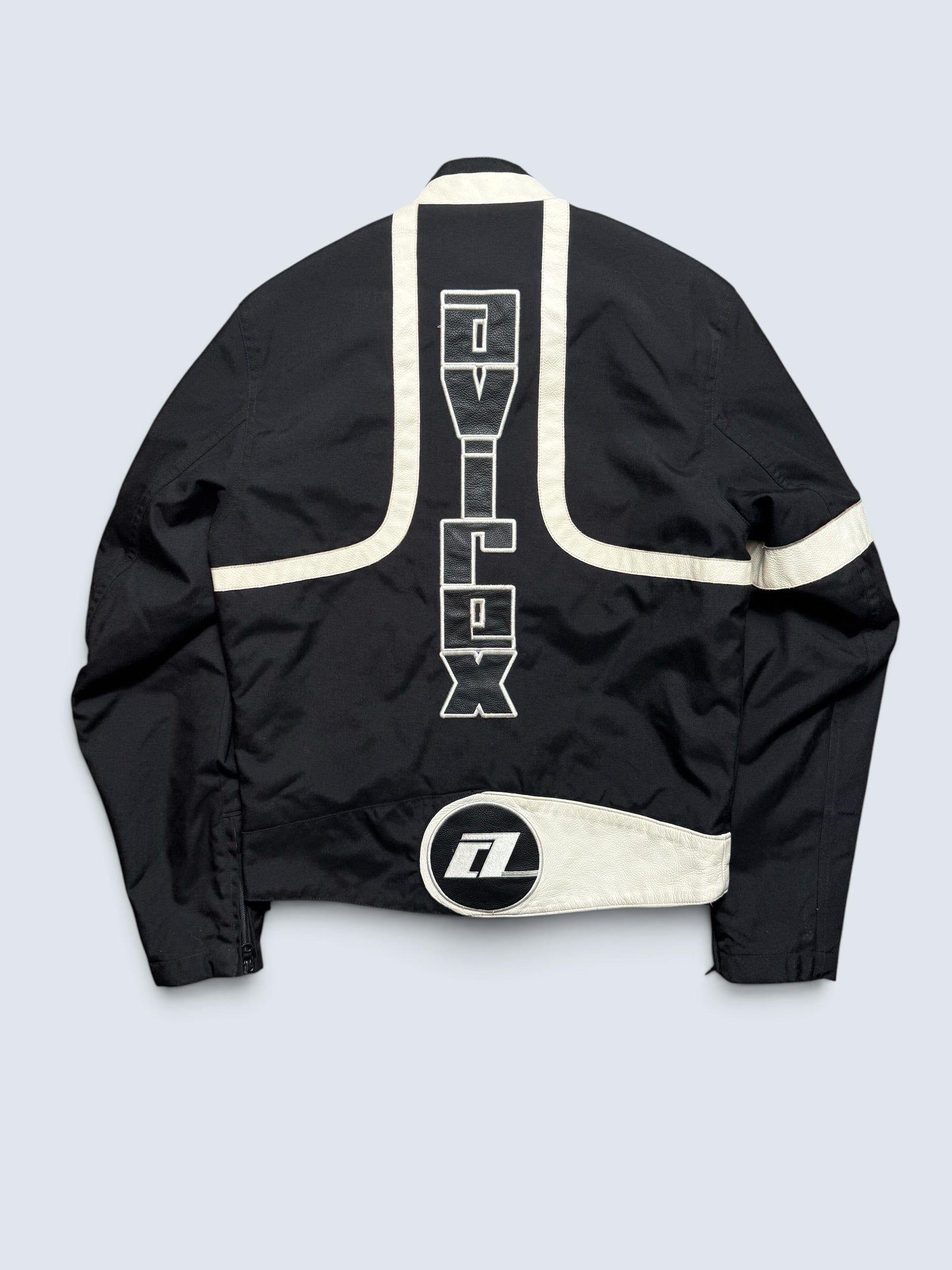 Jacket racing motorcycle Avirex usa cordura & leather black white vintage 00’s - S