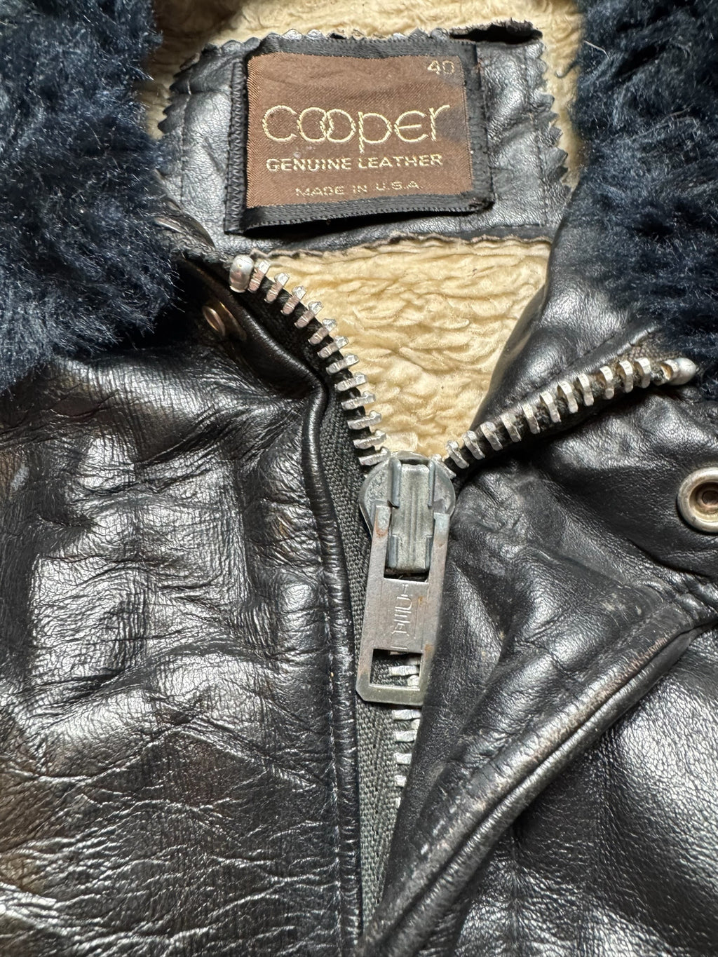 Jacket cuir cowhide flight bomber Cooper made in USA black 70’s - 40 (M)