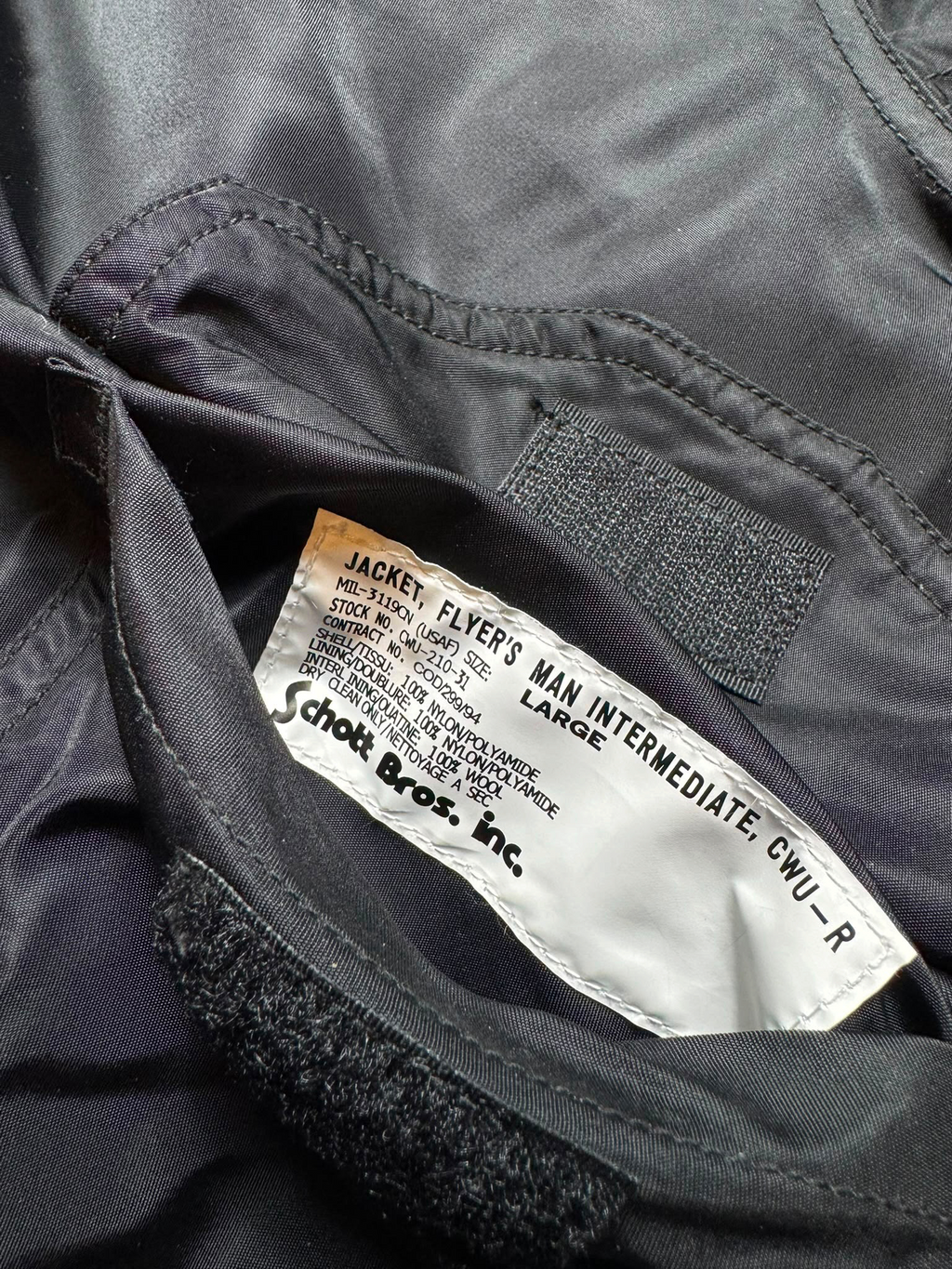 Jacket bomber fly Schott Bros nyc CWU-R/45P usaf black vintage 90’s - M/L