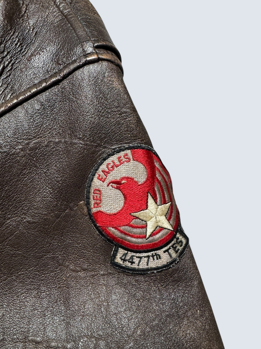 Jacket cuir cowhide flight G-1 Avirex usn full patch Mig-29 brown 1990 - XS/S