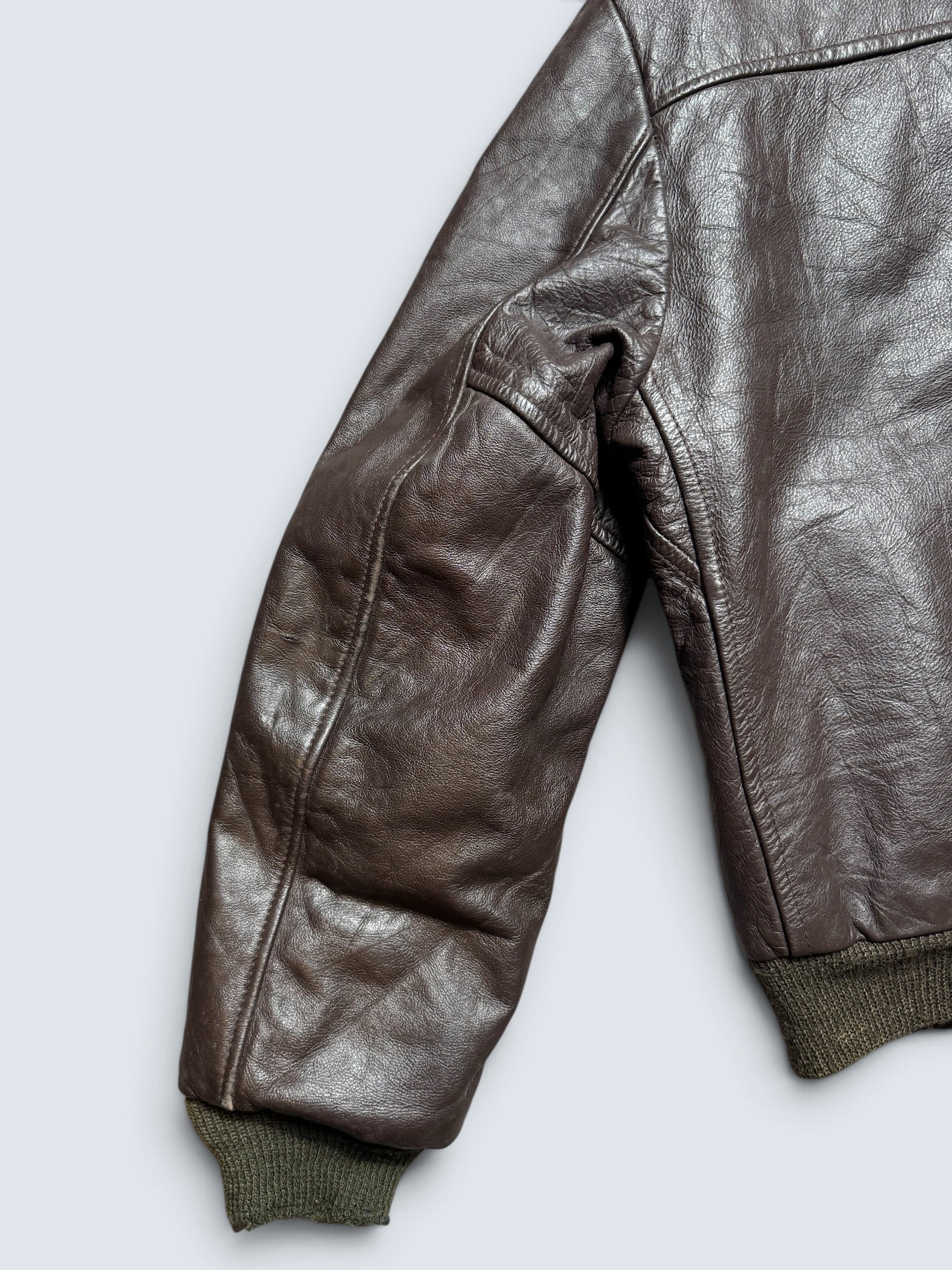 Jacket cuir cowhide flight bomber The Leather Shop Sears made in USA brown 70’s - 40 (M)
