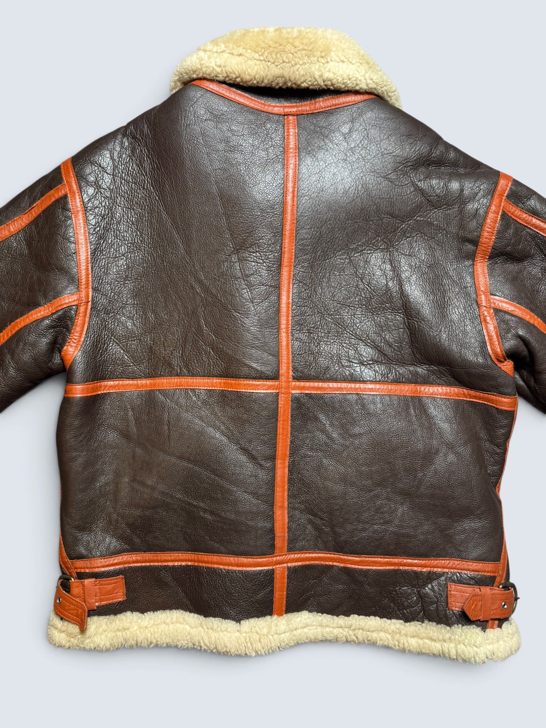 Jacket cuir bomber flight shearling aviator B-3 usaf brown vintage 80’s - XL