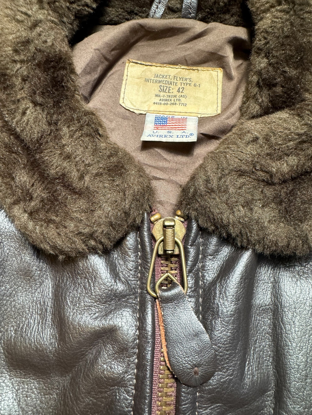 Jacket cuir cowhide flight G-1 Avirex LTD made in USA usn black 70’s - 42 (L)