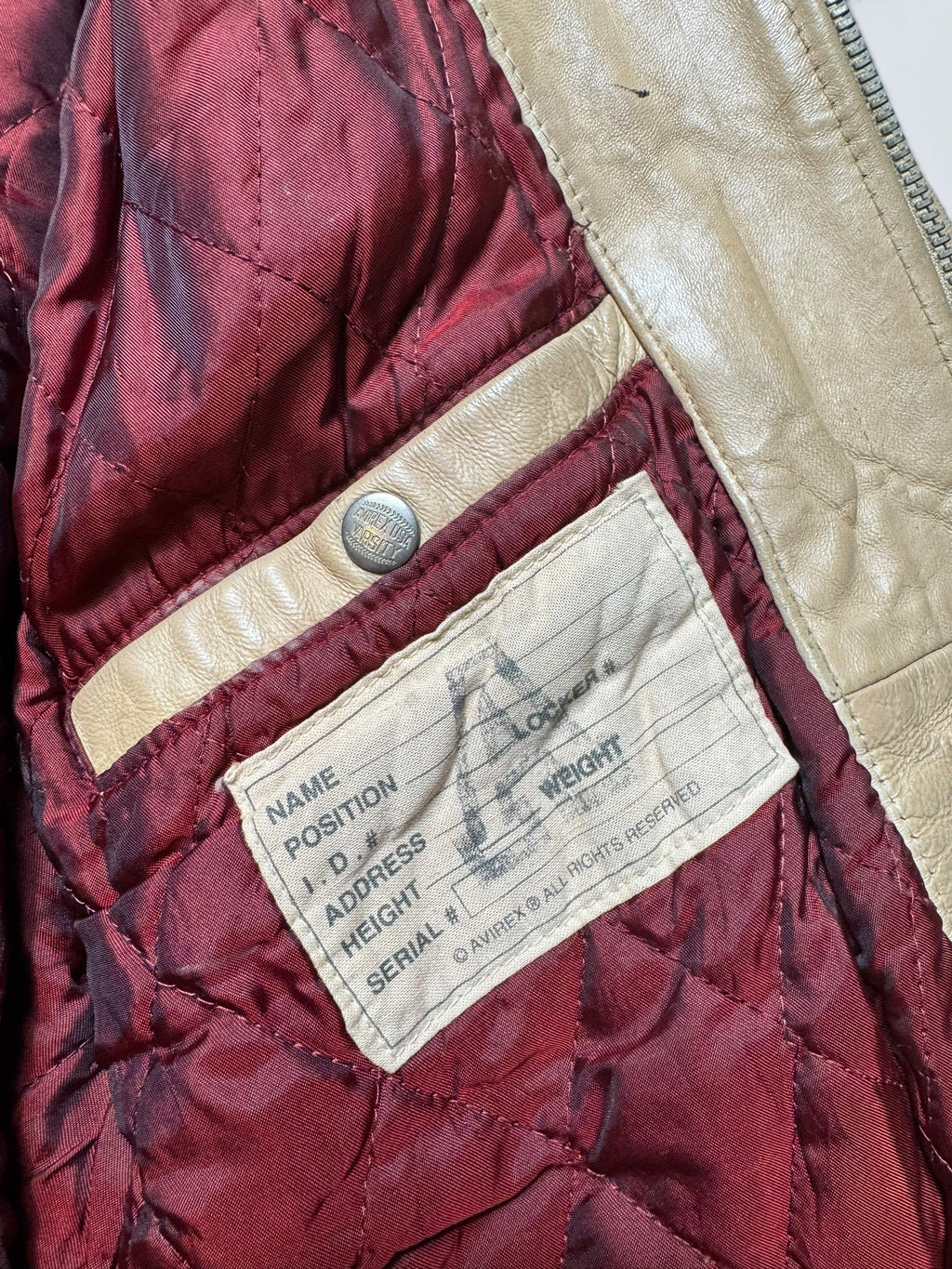 Jacket cuir varsity baseball sport Avirex ltd usa beige vintage 90’s - L