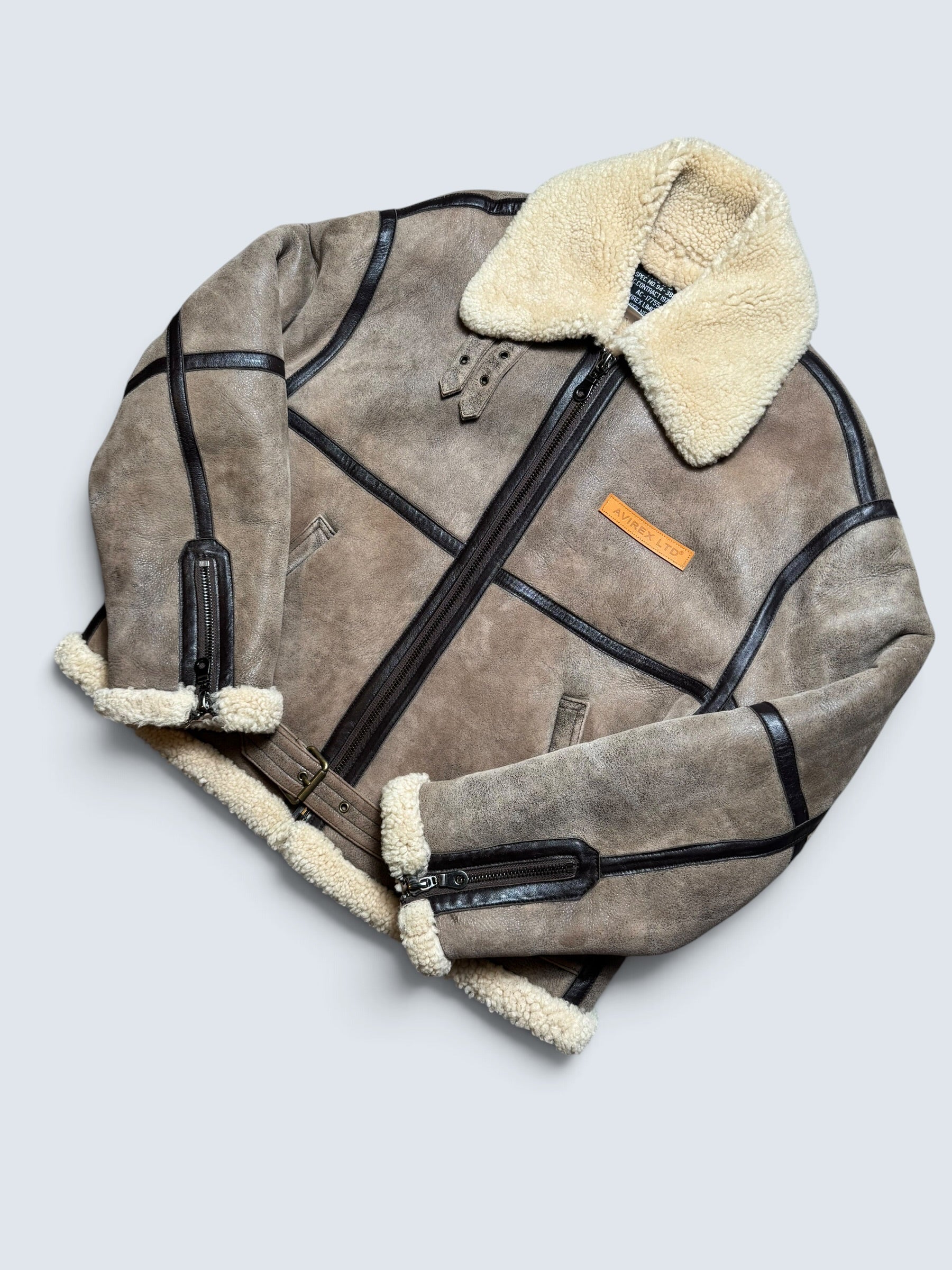 Jacket cuir flight shearling Irvin Avirex made in USA RAF grey vintage 80’s - 40 (L)