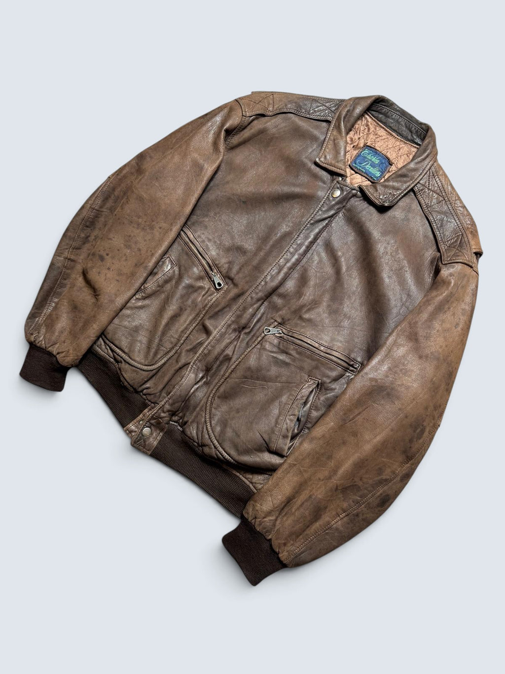 Jacket cuir flight pilot Charles Devilliers G-2 made in France brown vintage 80’s - L