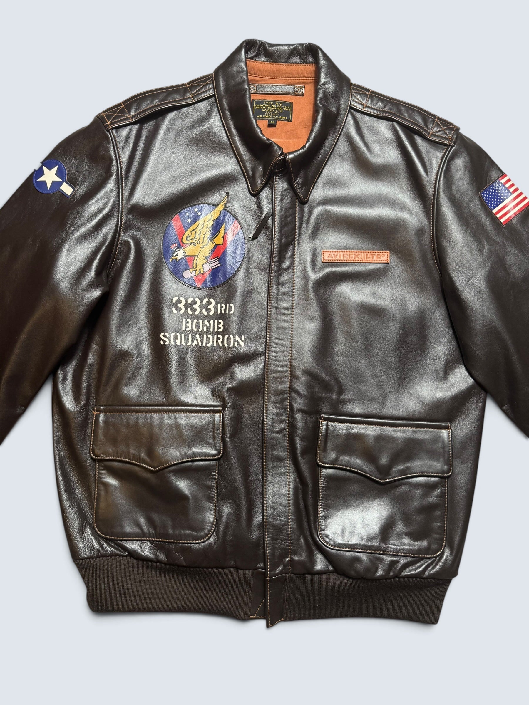 Jacket cuir cowhide flight A-2 Avirex LTD Japan exclusive usaf nose art full patch black - 44 (XL)
