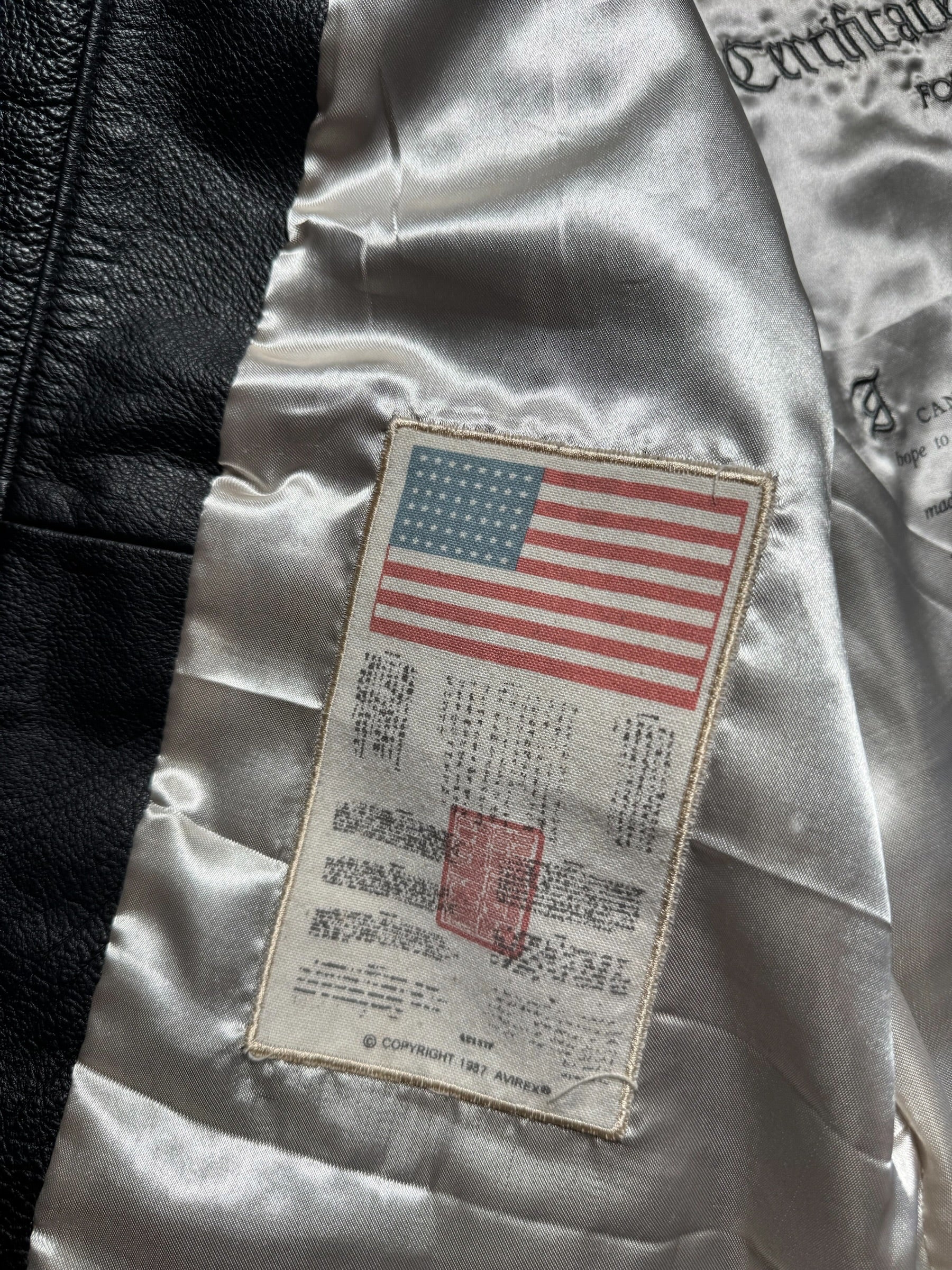 Jacket unisexe cuir cowhide flight G-1 Avirex LTD Top Gun usn full patch black 1998 - M