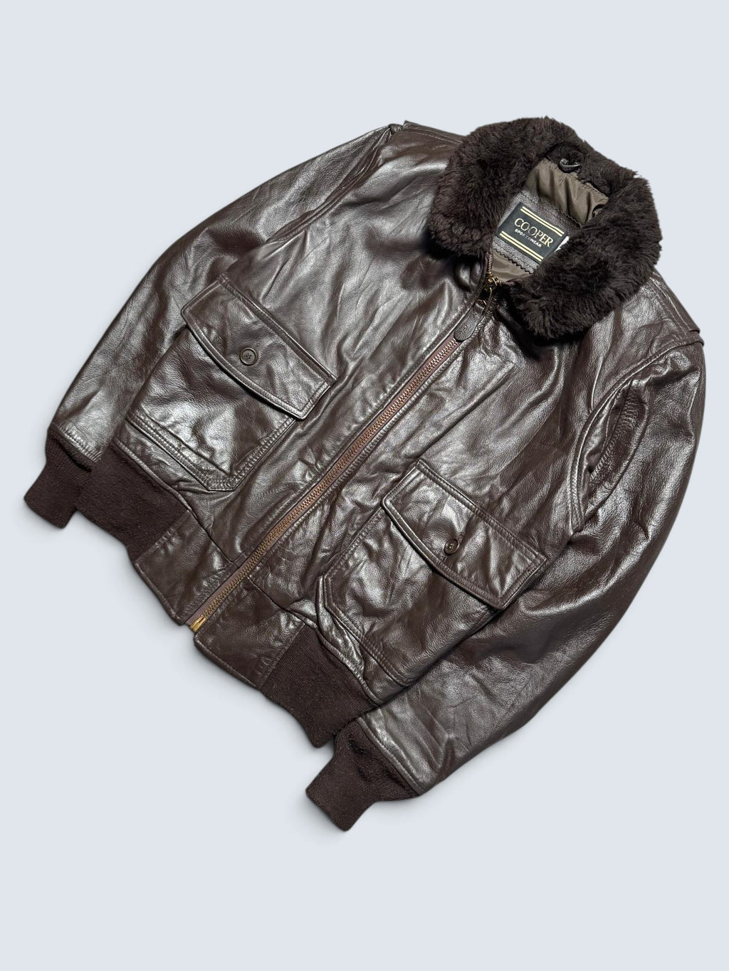 Jacket cuir cowhide flight G-1 Cooper made in USA usn black 80’s - 38 (M)