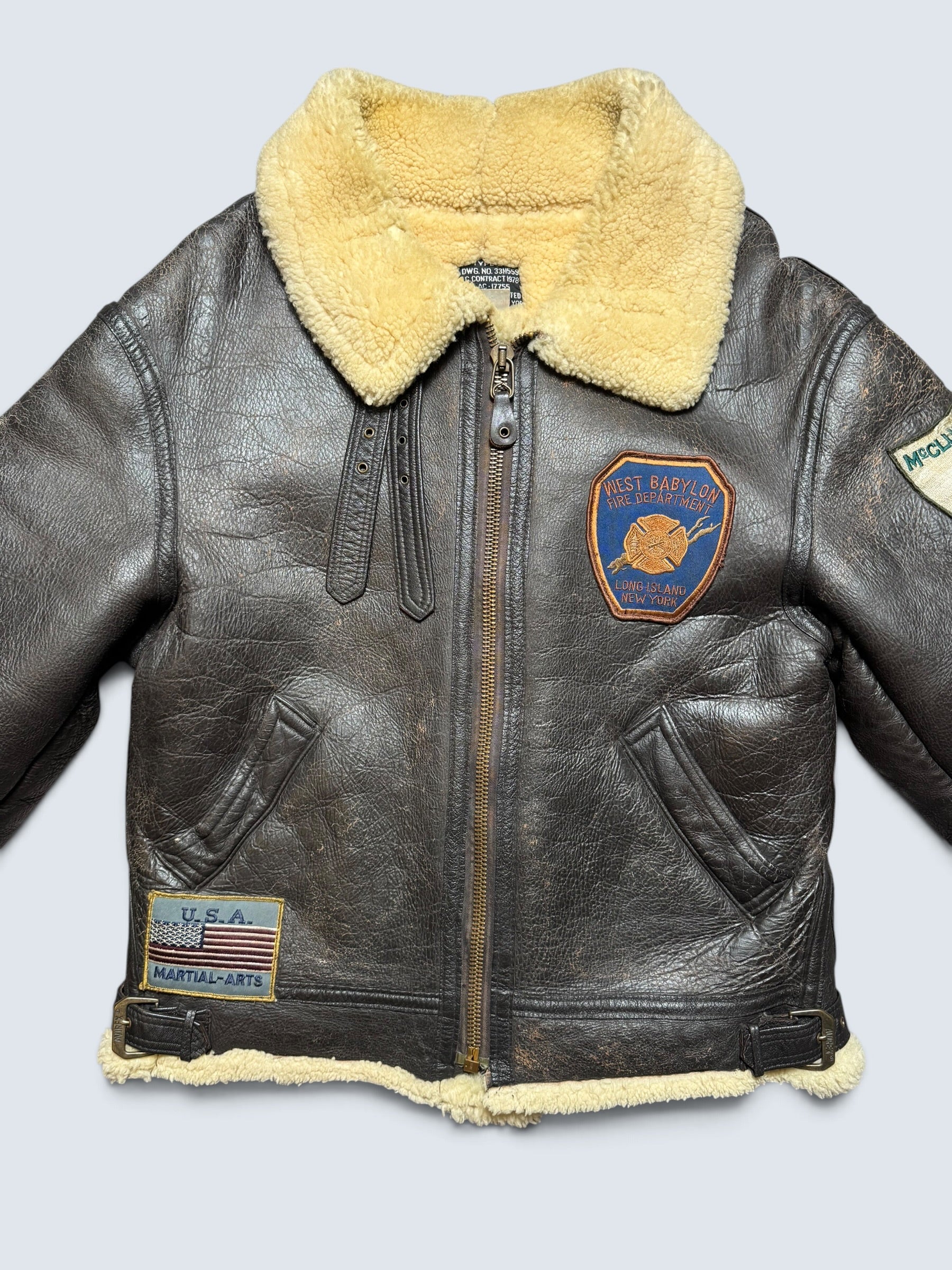 Jacket cuir flight shearling B-3 Avirex made in USA usaf black vintage 80’s - 38 (M/L)
