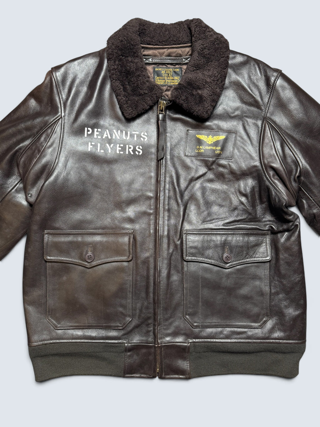 Jacket cuir cowhide flight AN-6552 Buzz Rickson’s Japan usn nose art black 00’s - 42 (L/XL)