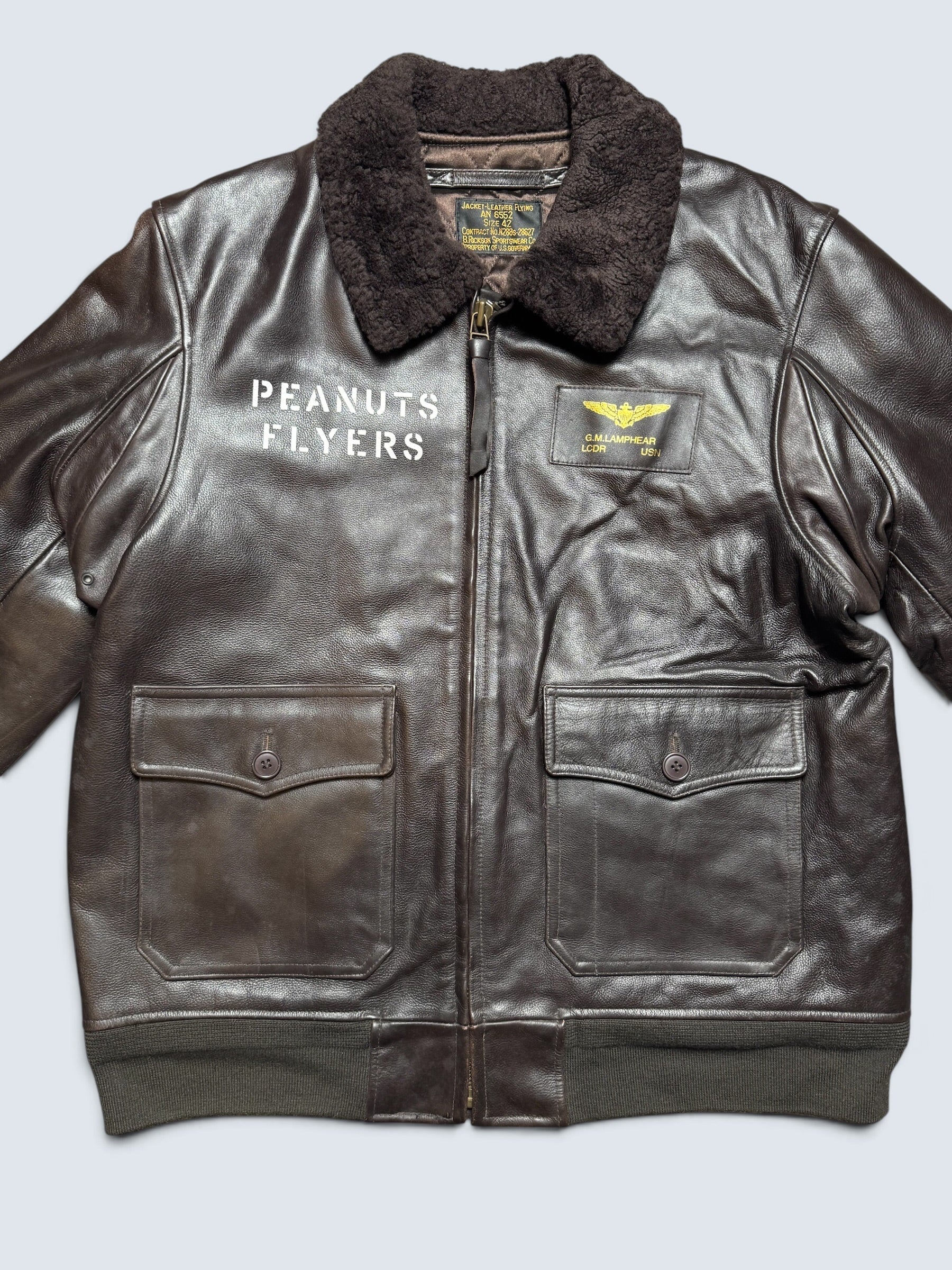 Jacket cuir cowhide flight AN-6552 Buzz Rickson’s Japan usn nose art black 00’s - 42 (L/XL)