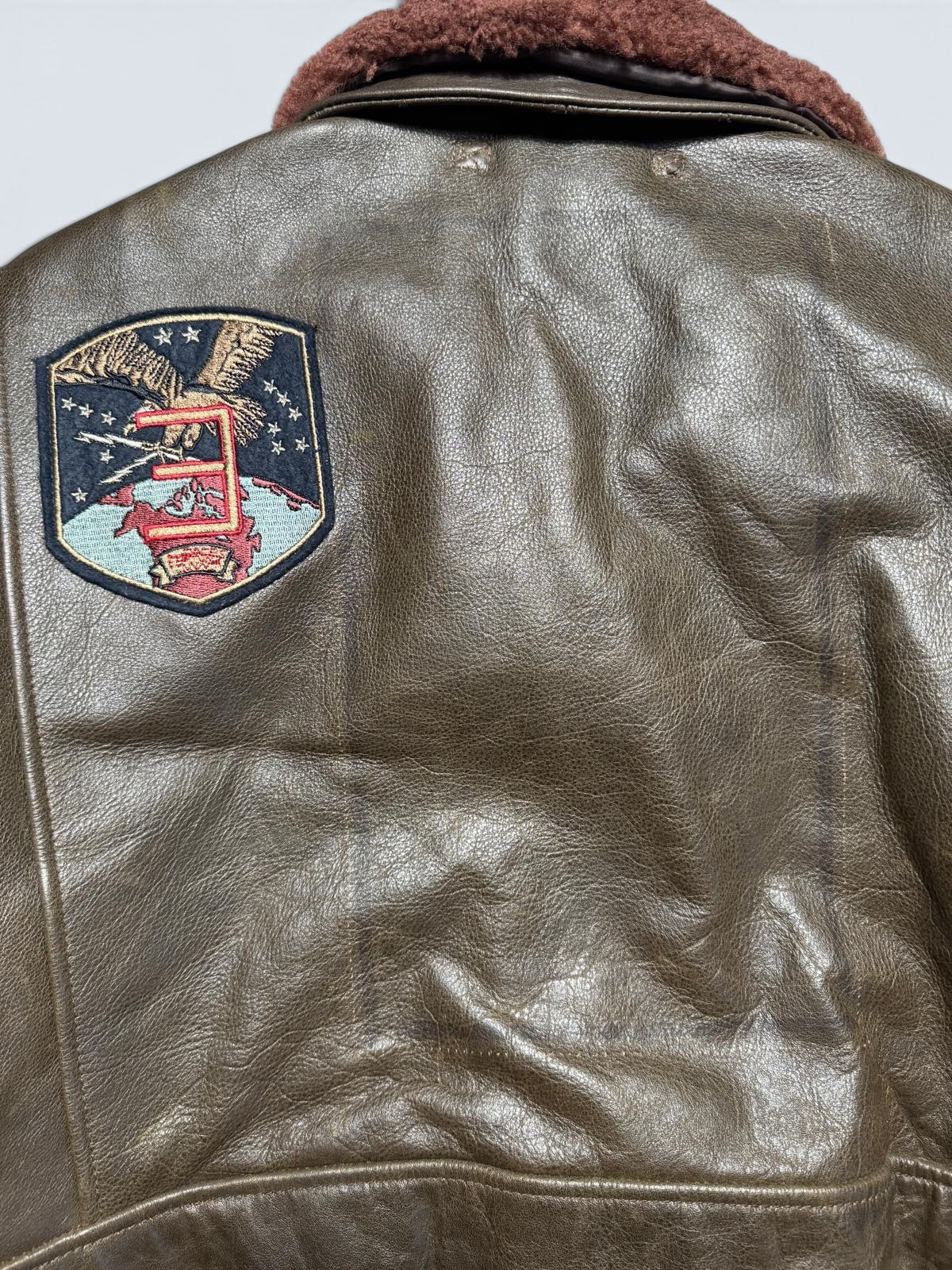 Jacket cuir cowhide flight G-1 Avirex LTD Japan exclusive Top Gun usn full patch brown 00’s - L