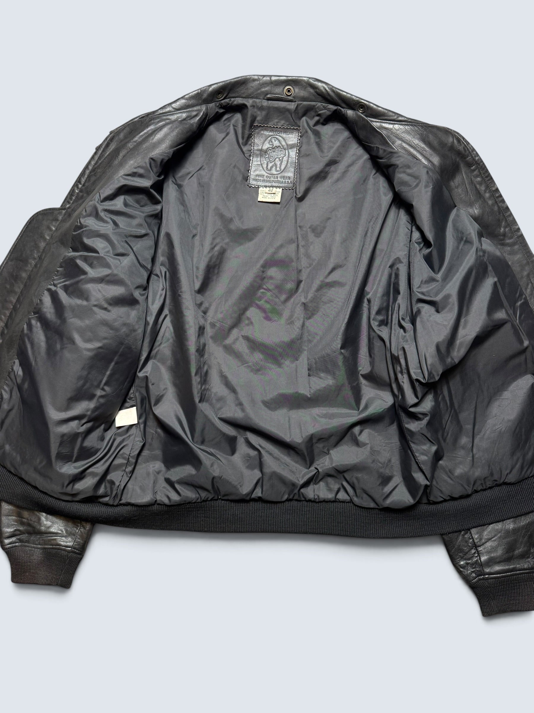 Jacket cuir bomber flight pilot Golden Bear G-1 made in USA black 80’s - 42 (XL)