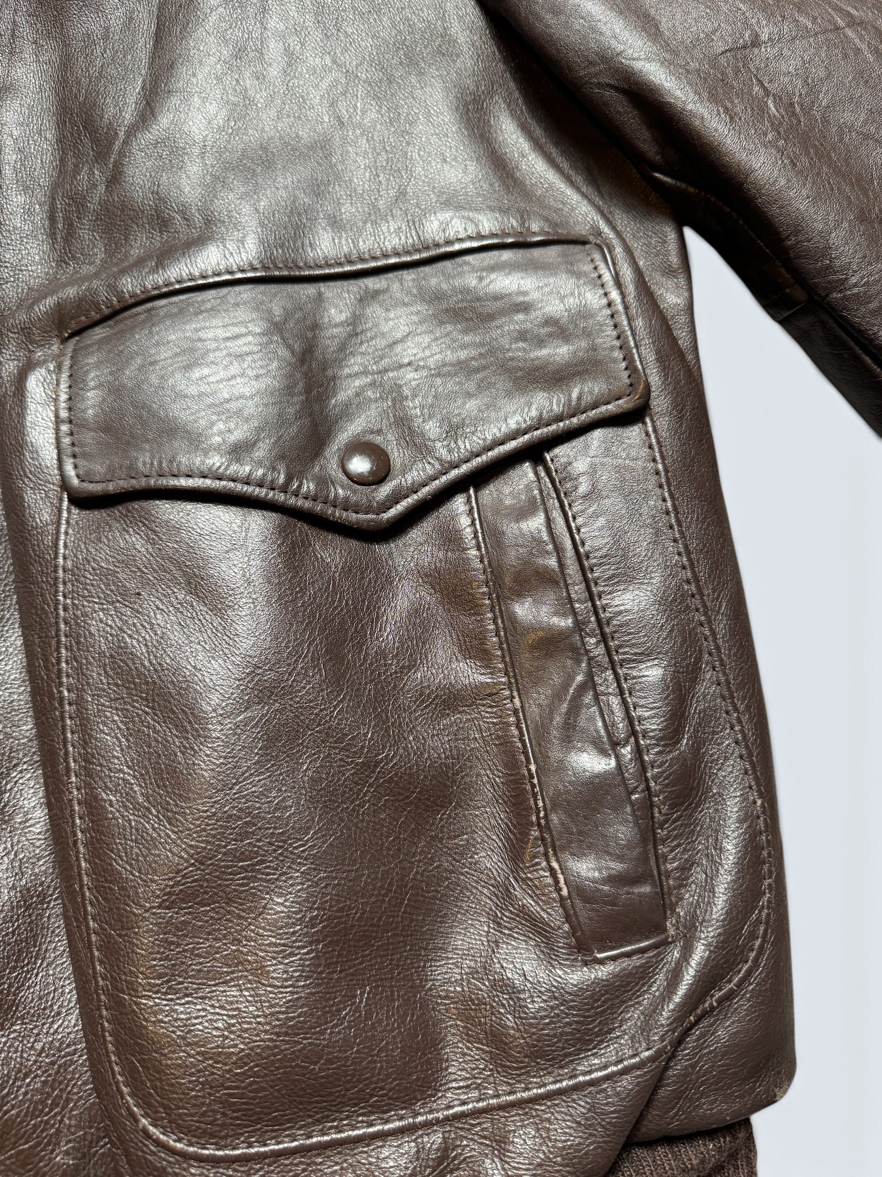 Jacket cuir cowhide flight bomber Wear-Guard made in USA brown 70’s - 42 (L)