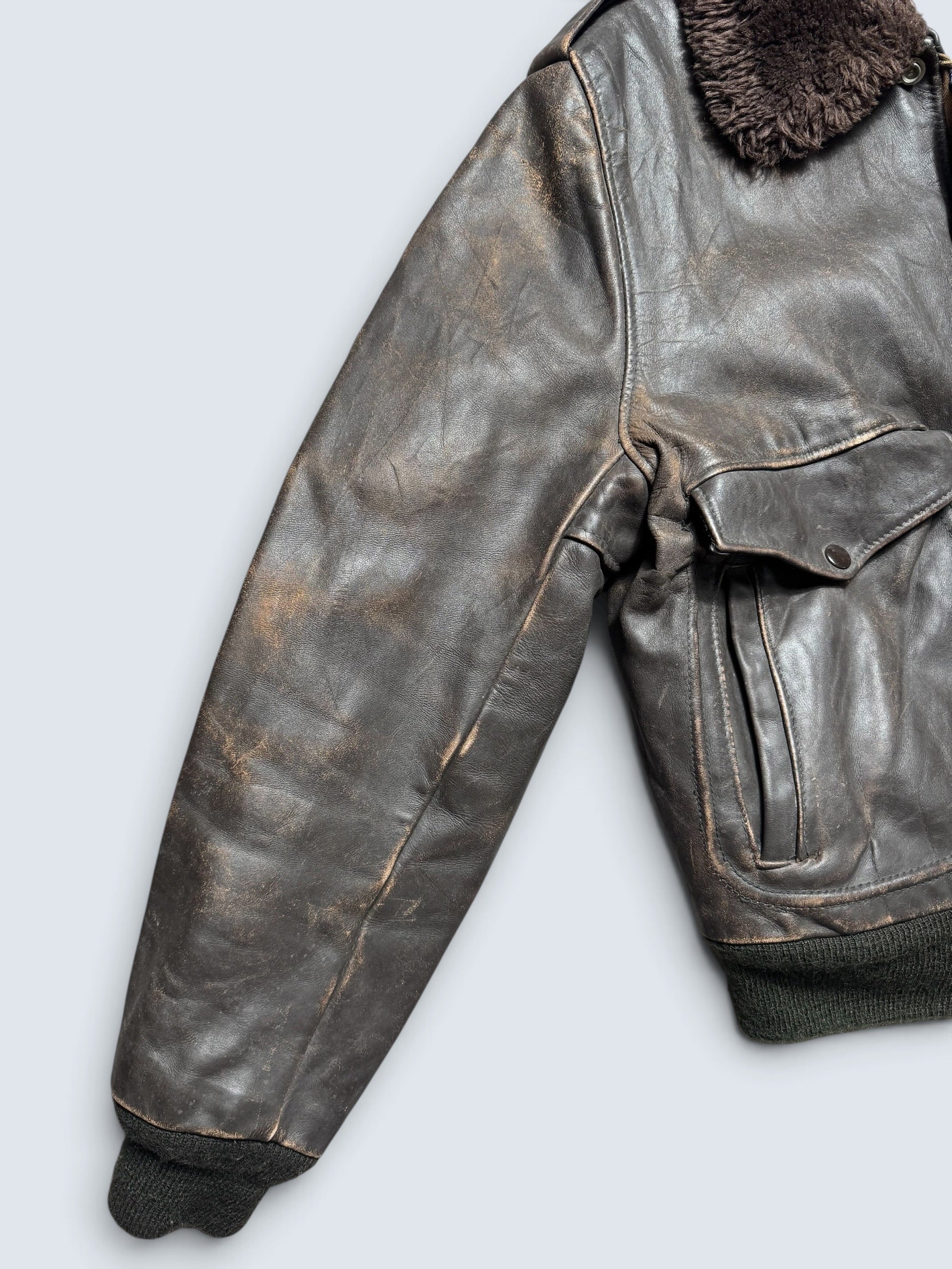 Jacket cuir cowhide flight bomber Schott NYC 674MS made in USA brown early 70’s - 42 (M)