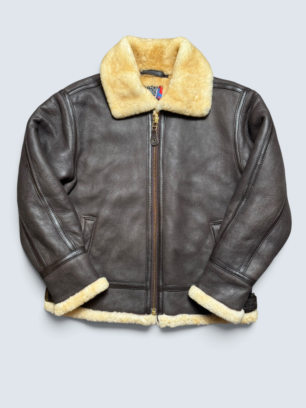 Jacket cuir flight shearling B-3 Avirex made in USA usaf black vintage 80’s - 38 (M)