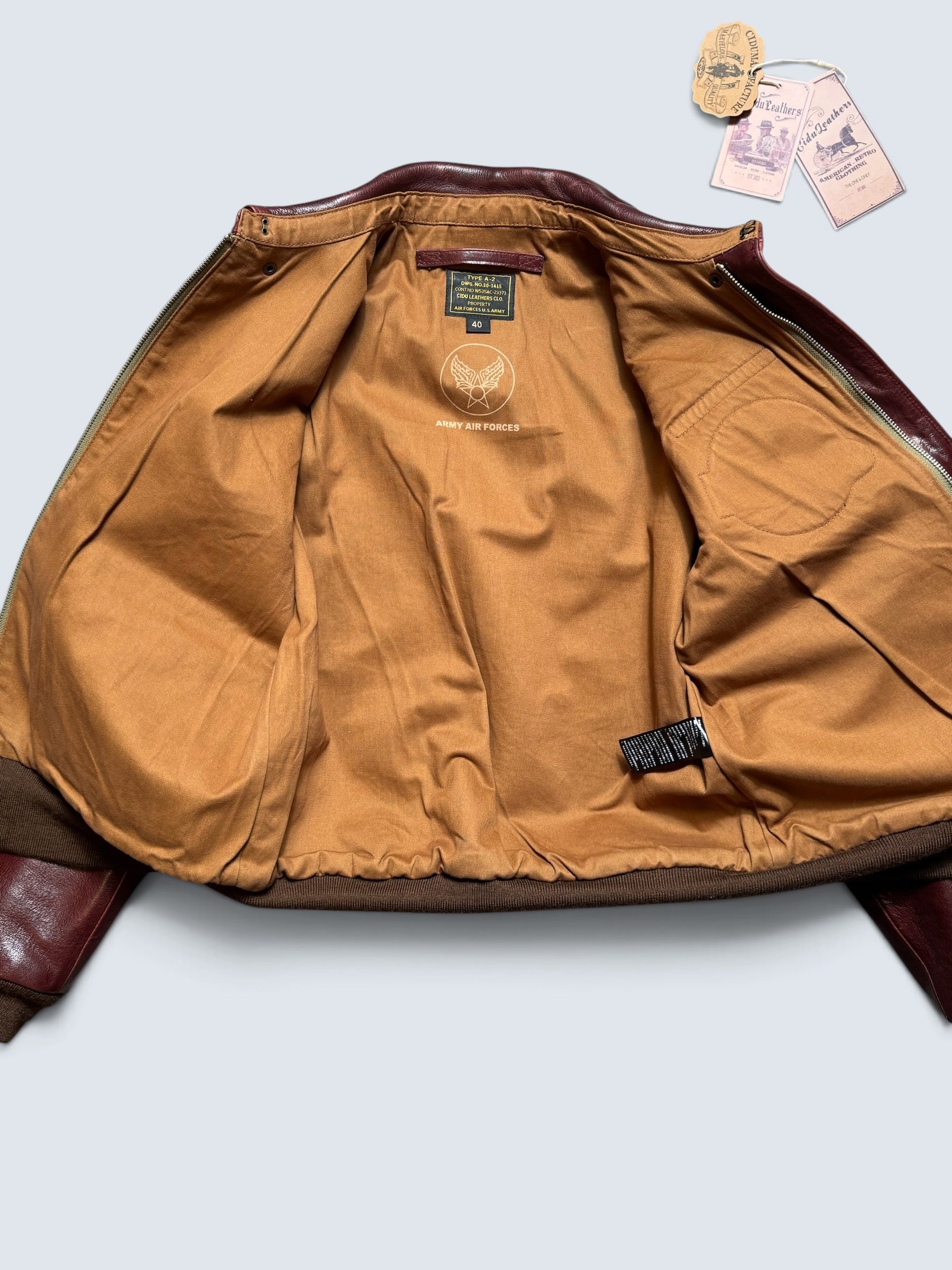 Jacket cuir cowhide bomber flight A-2 Cidu Leathers Clo. patch Catch-22 usaf brown - 40 (S/M)