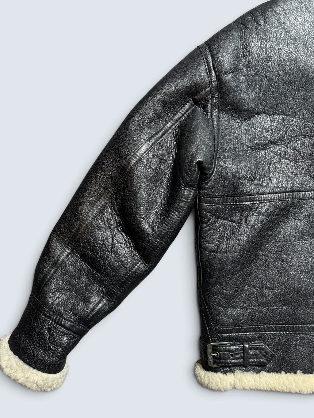 Jacket cuir bomber flight shearling B-3 Wind Armor usaf black vintage 90’s - M