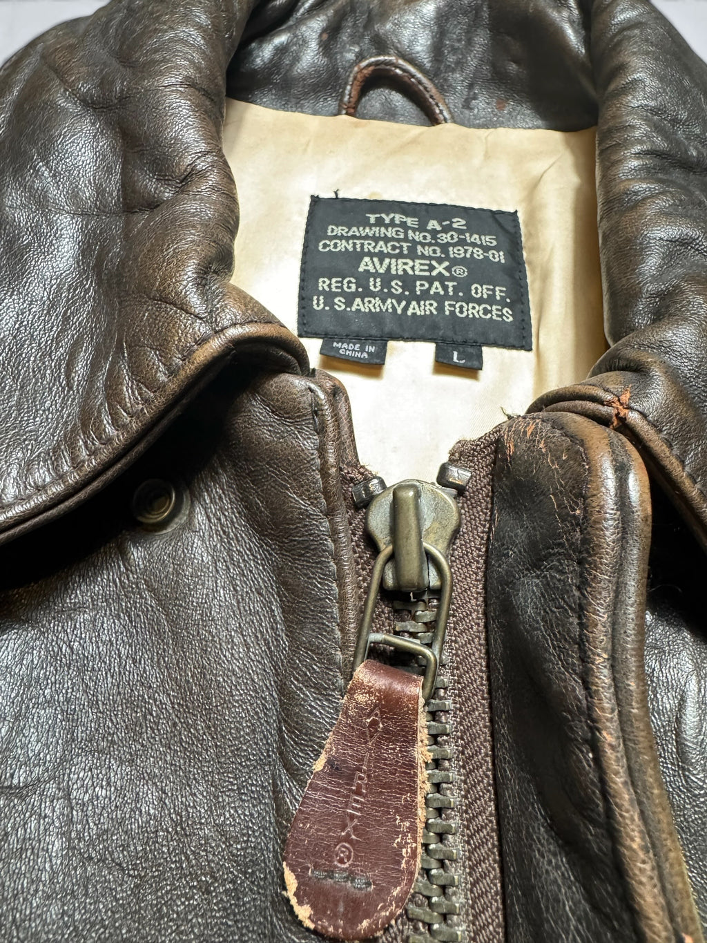 Jacket cuir cowhide flight A-2 Avirex usaf Glenn Millers nose art black 1998 - XL