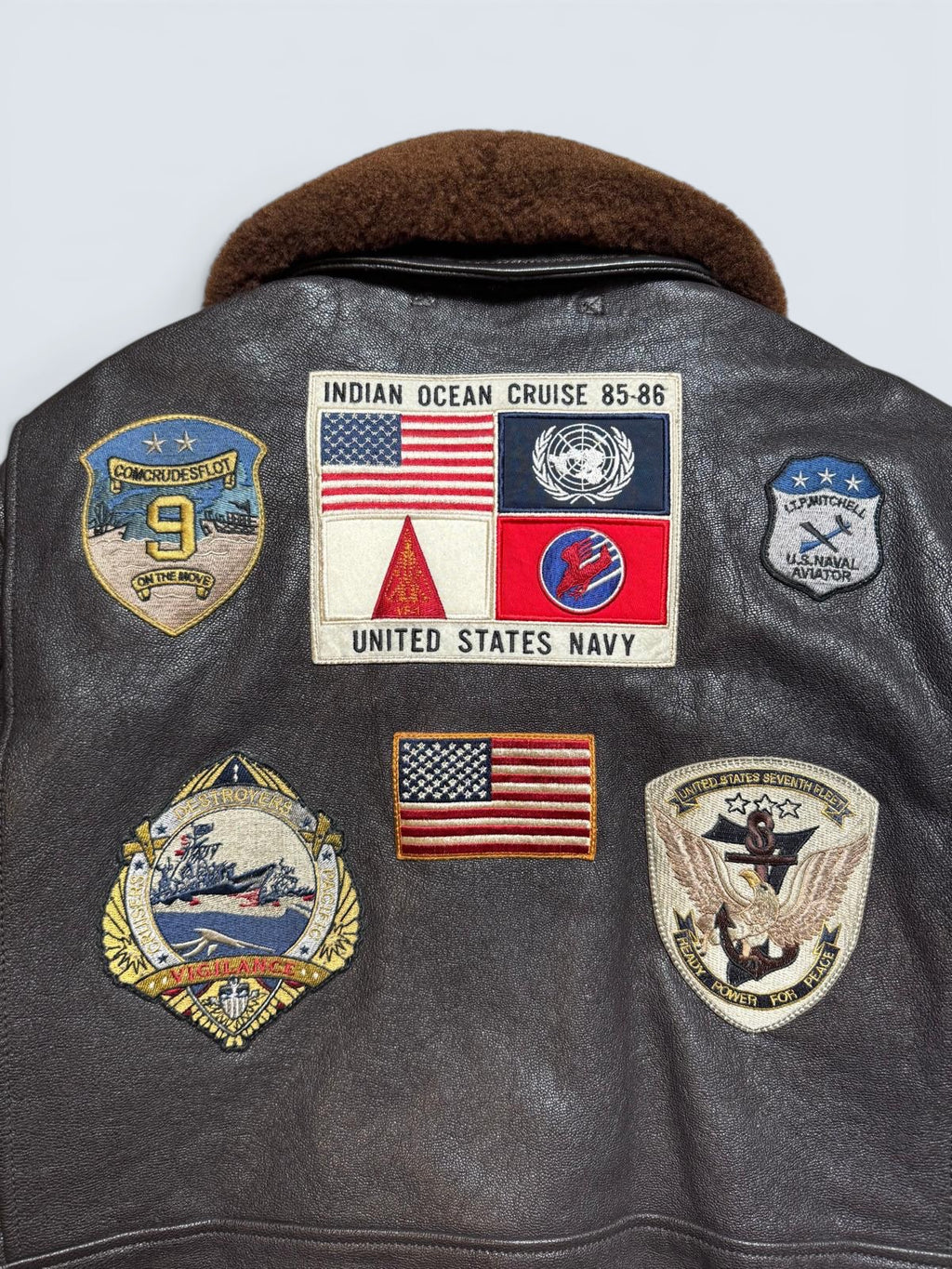 Jacket/veste cuir cowhide flight G-1 Avirex LTD Japan exclusive Top Gun usn full patch black - 44 (XL)