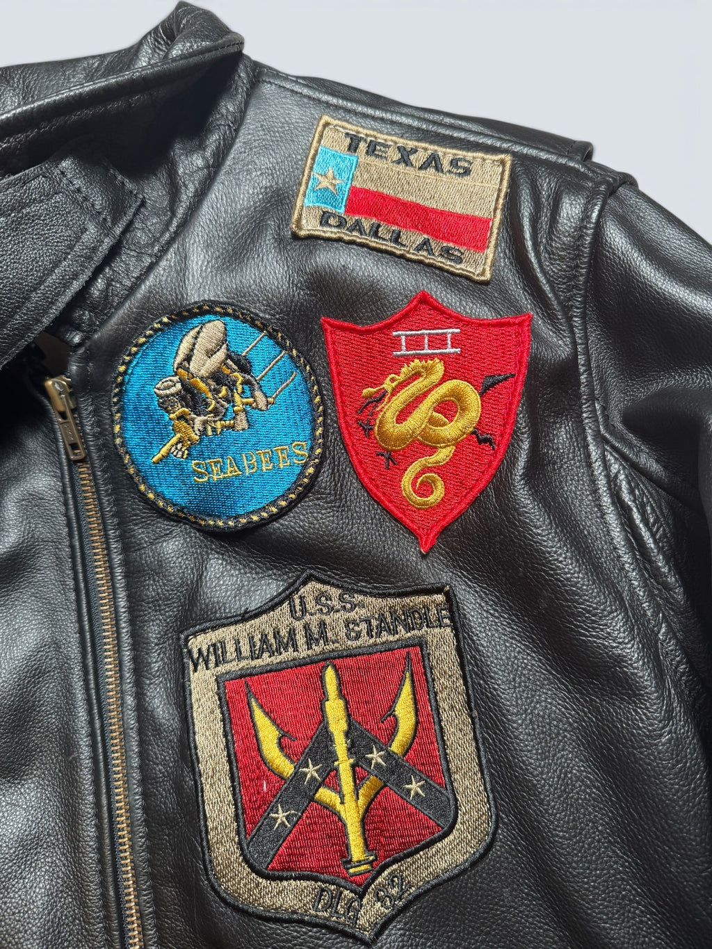 Jacket cuir cowhide flight G-1 Avirex Fly Japan exclusive Top Gun usn full patch black - M/L