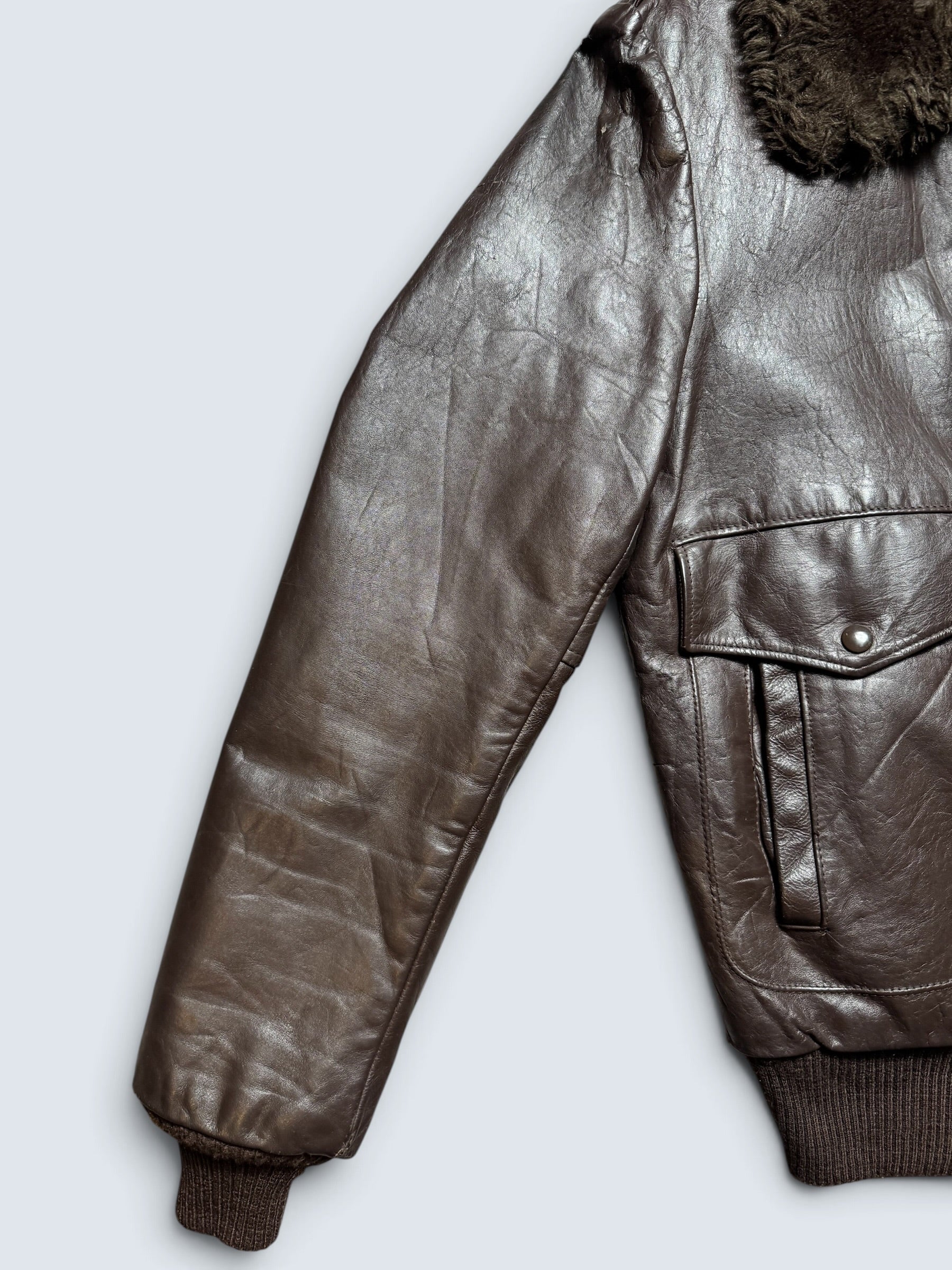 Jacket cuir cowhide flight bomber Wear-Guard made in USA brown 70’s - 42 (L)