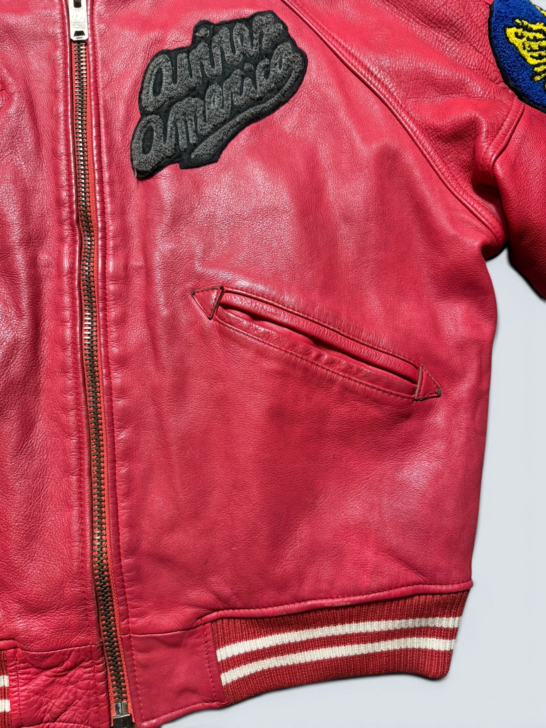 Jacket cuir varsity baseball Avirex ltd made in USA track field red vintage 80/90’s - M