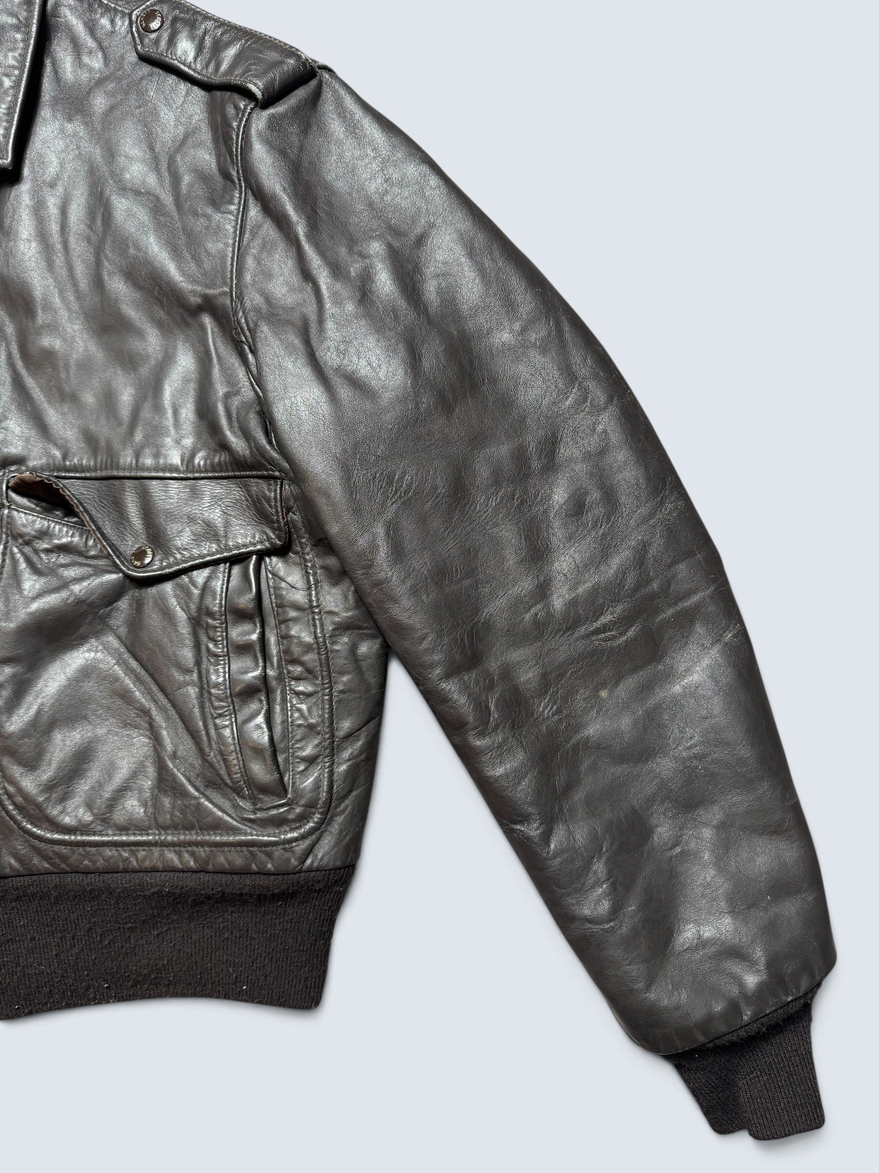 Jacket cuir cowhide flight bomber Schott NYC 674MS made in USA black 80’s - 44 (L)