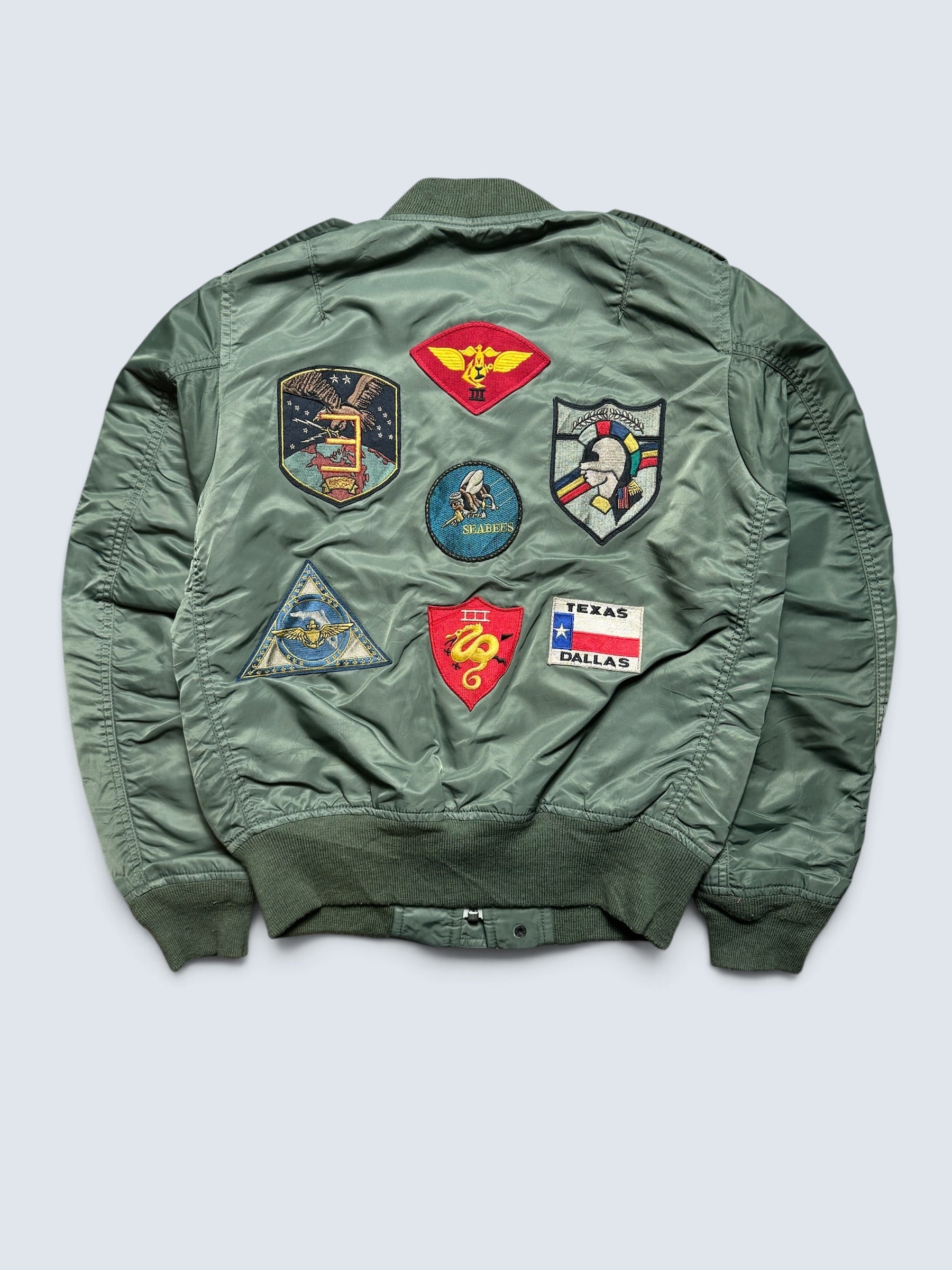 Jacket bomber flight L-2b Avirex ltd top gun usaf full patch kaki vintage 90’s - S/M