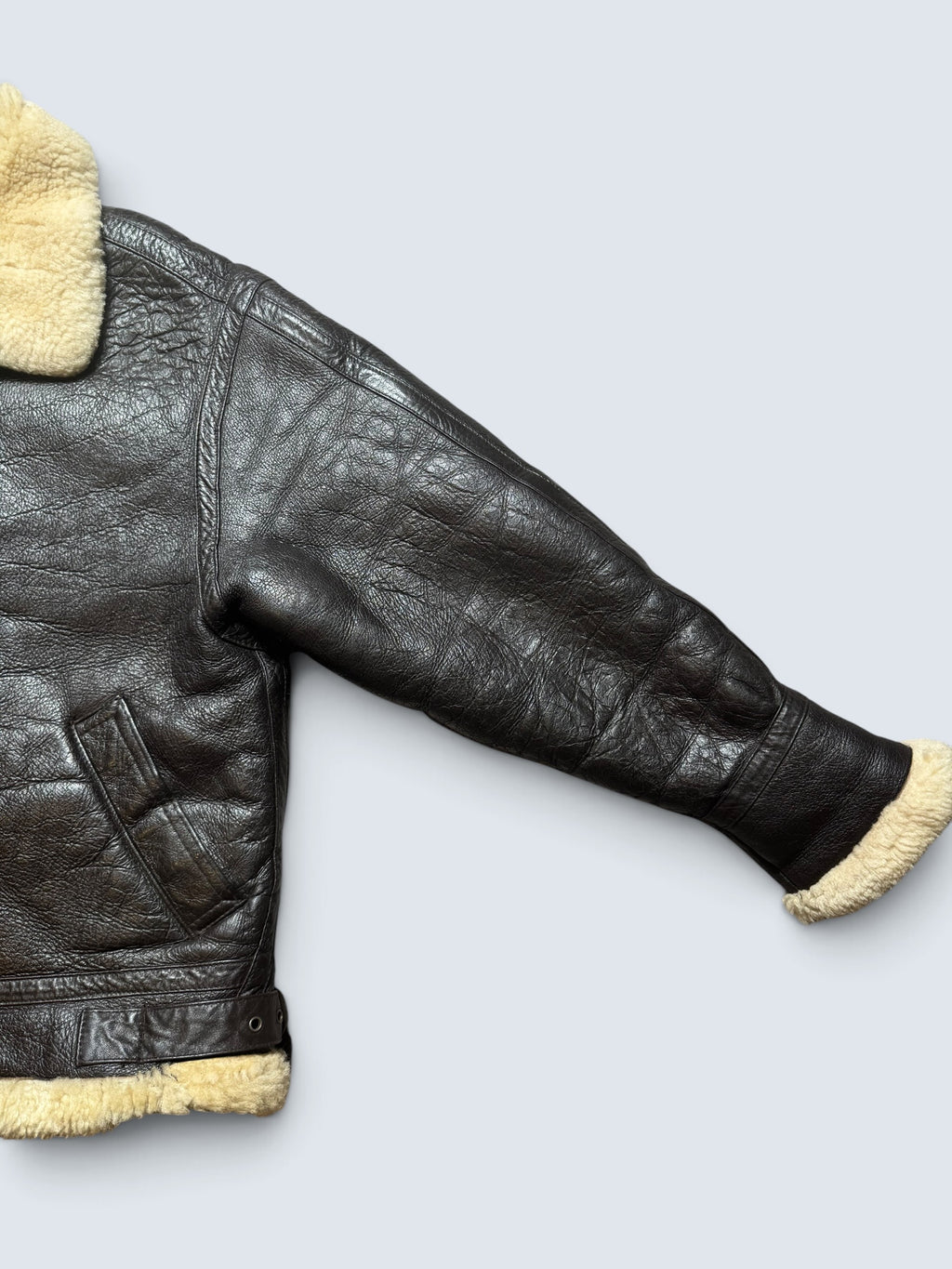 Jacket cuir bomber flight shearling aviator B-3 usaf black vintage 80’s - S/M