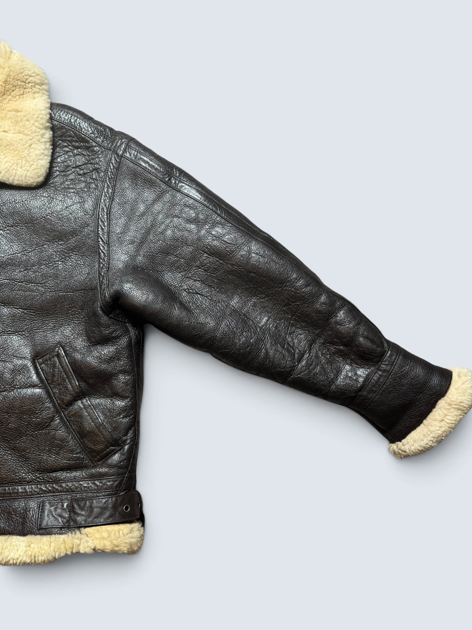 Jacket cuir bomber flight shearling aviator B-3 usaf black vintage 80’s - S/M