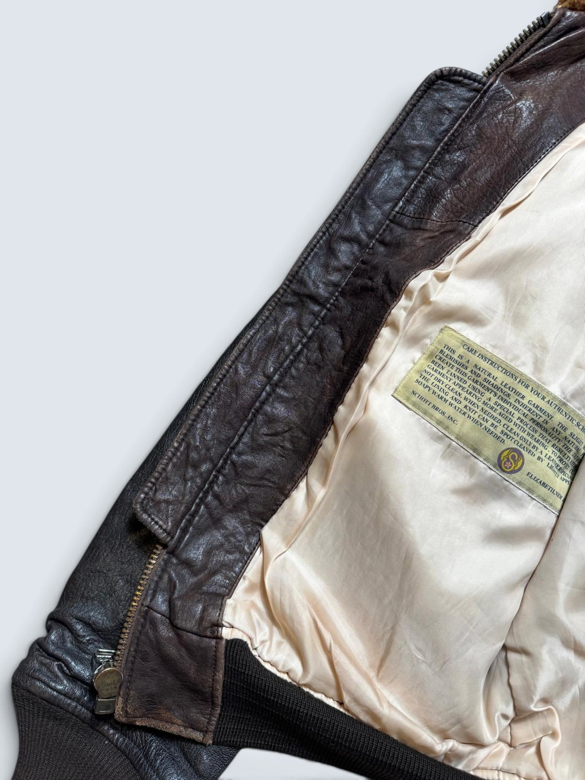 Jacket cuir cowhide flight G-1 Schott NYC Wings Of Gold Top Gun usn full patch black - M