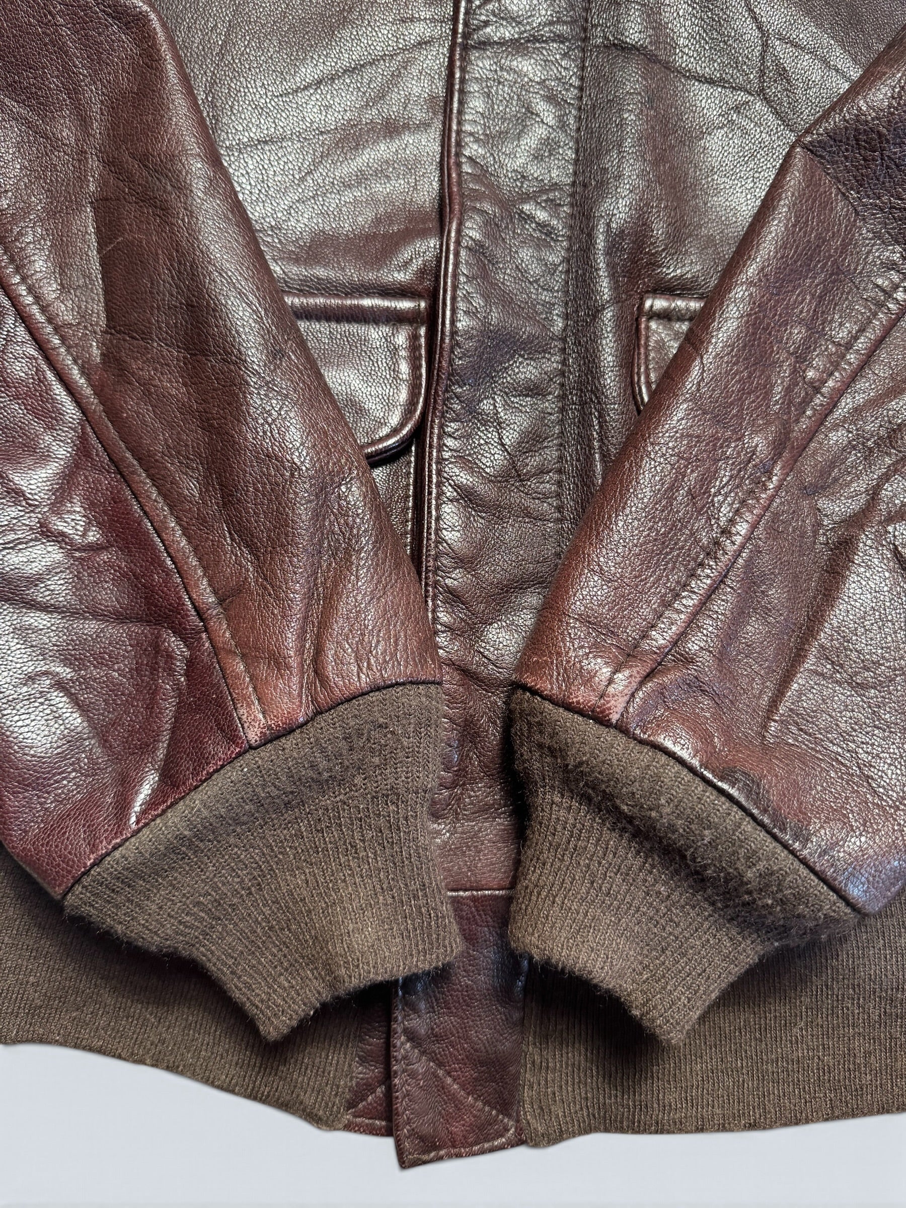 Jacket cuir goatskin flight A-2 Avirex made in USA usaf brown 70’s- 42 (L)