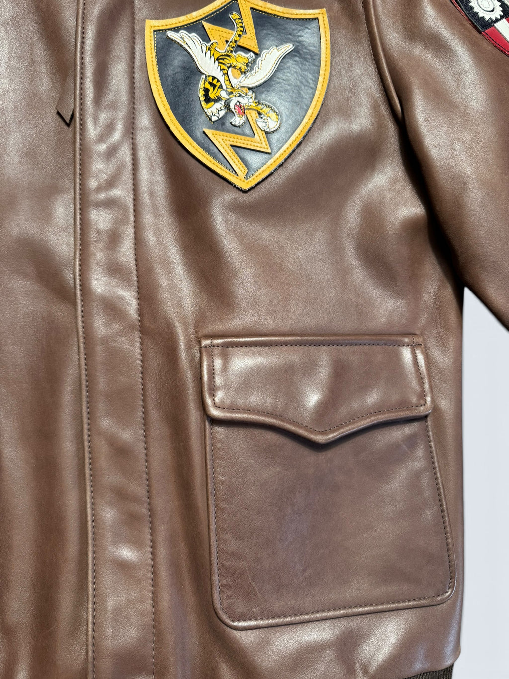 Jacket cuir cowhide flight A-2 Avirex LTD usaf flying tigers full patch brown - 38 (S/M)