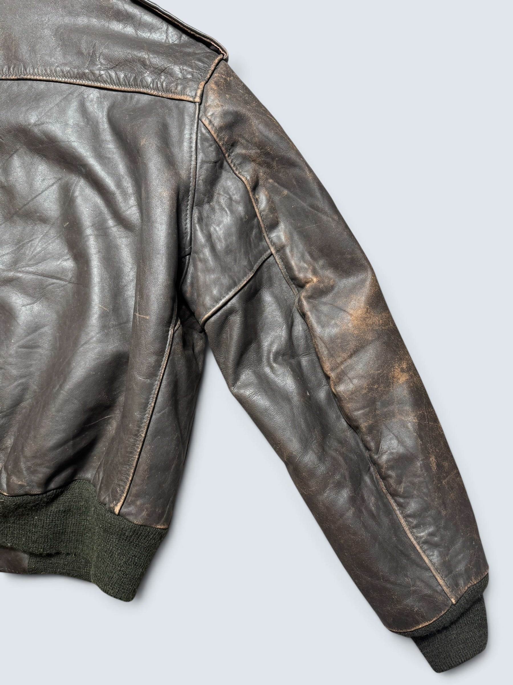 Jacket cuir cowhide flight bomber Schott NYC 674MS made in USA brown early 70’s - 42 (M)