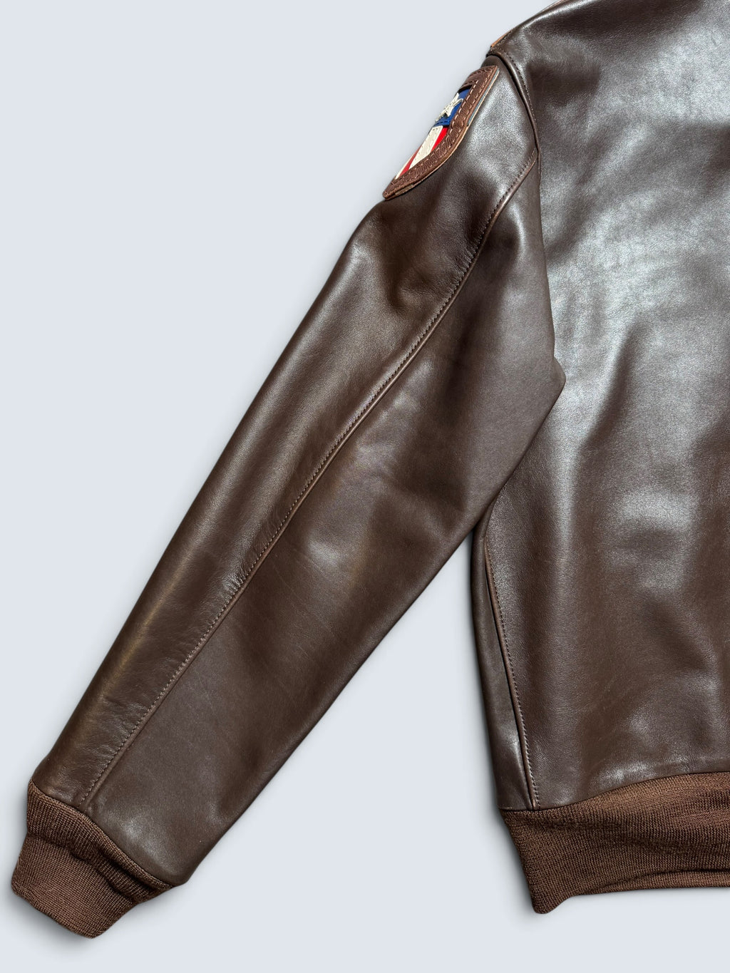 Jacket cuir Horsehide flight A-2 Star Sportswear MFG. co Flying Tigers usaf nose art full patch brown - 42 (L)
