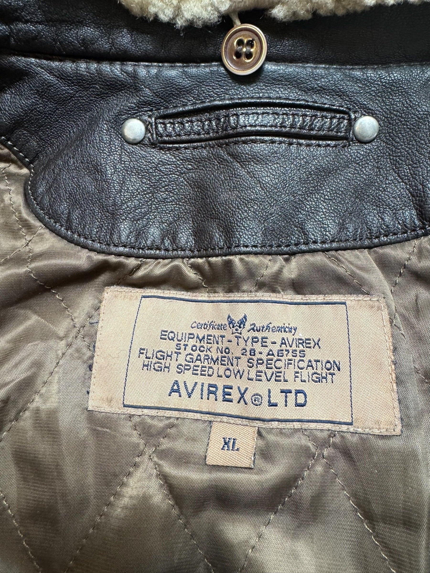 Jacket cuir cowhide flight G-1 Avirex LTD Japan exclusive Top Gun usn full patch brown 90’s - S