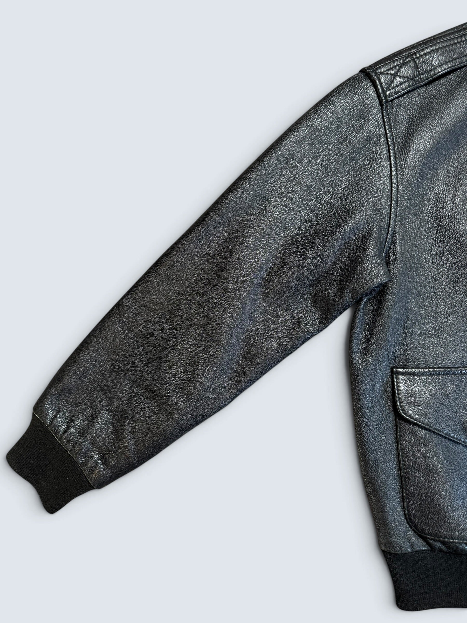 Jacket cuir goatskin flight A-2 Cooper usa usaf Nine-o-Nine nose art patch black 80’s - 40 (M)