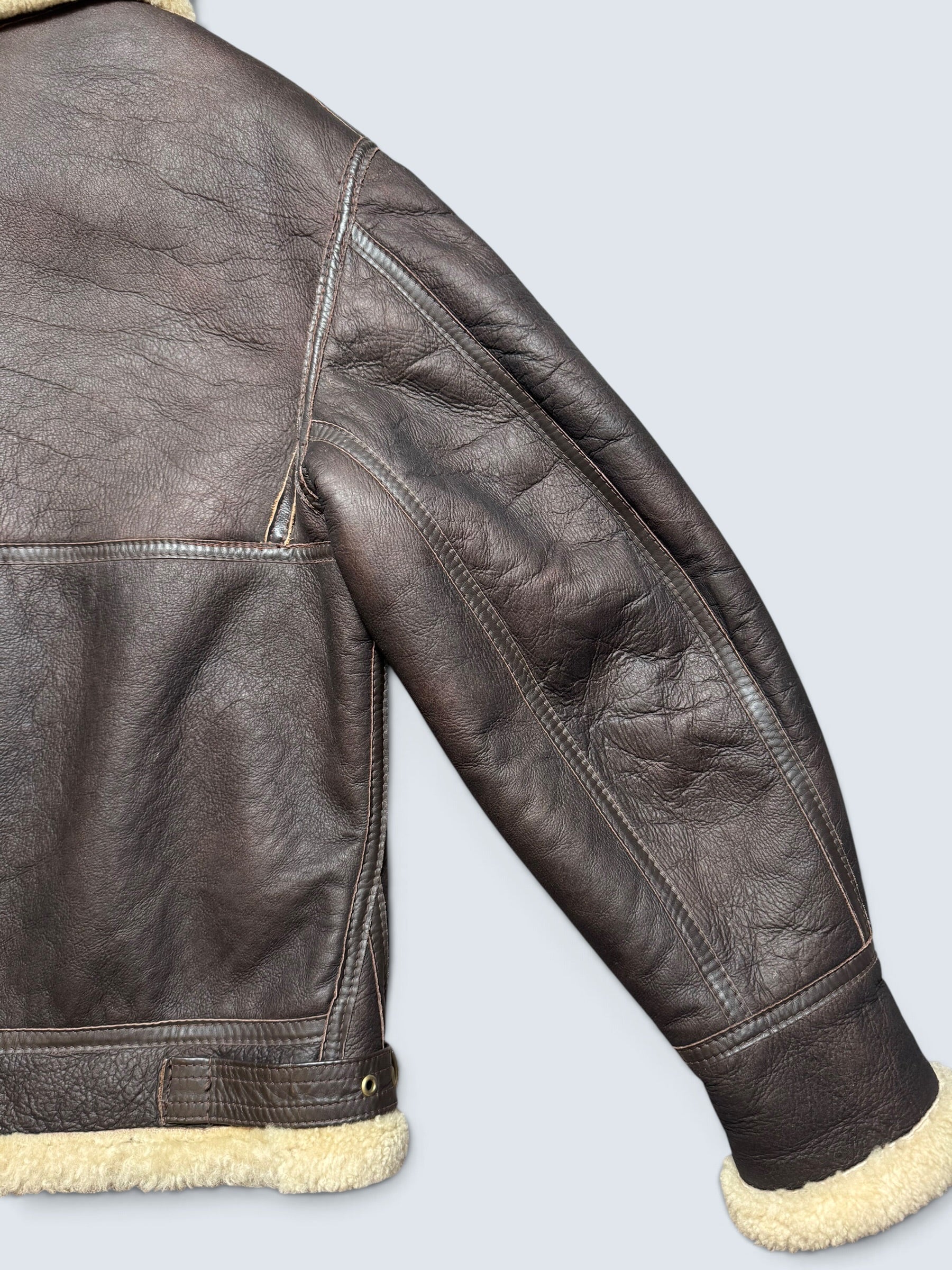 Jacket cuir bomber flight shearling B-3 Aviation Co usaf brown vintage 90’s - M/L