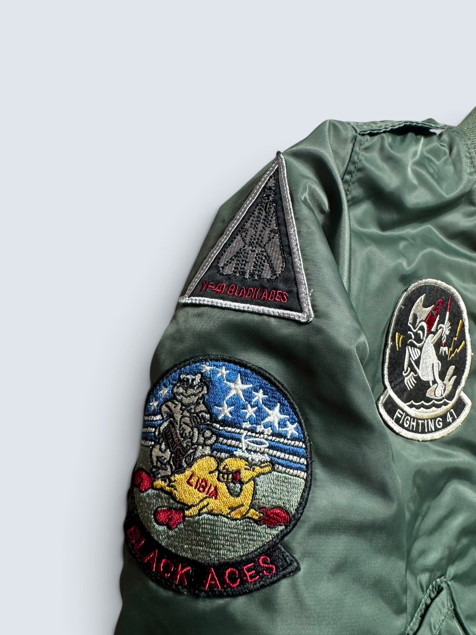 Jacket bomber flight L-2b Avirex ltd top gun usaf full patch kaki vintage 00’s - XS
