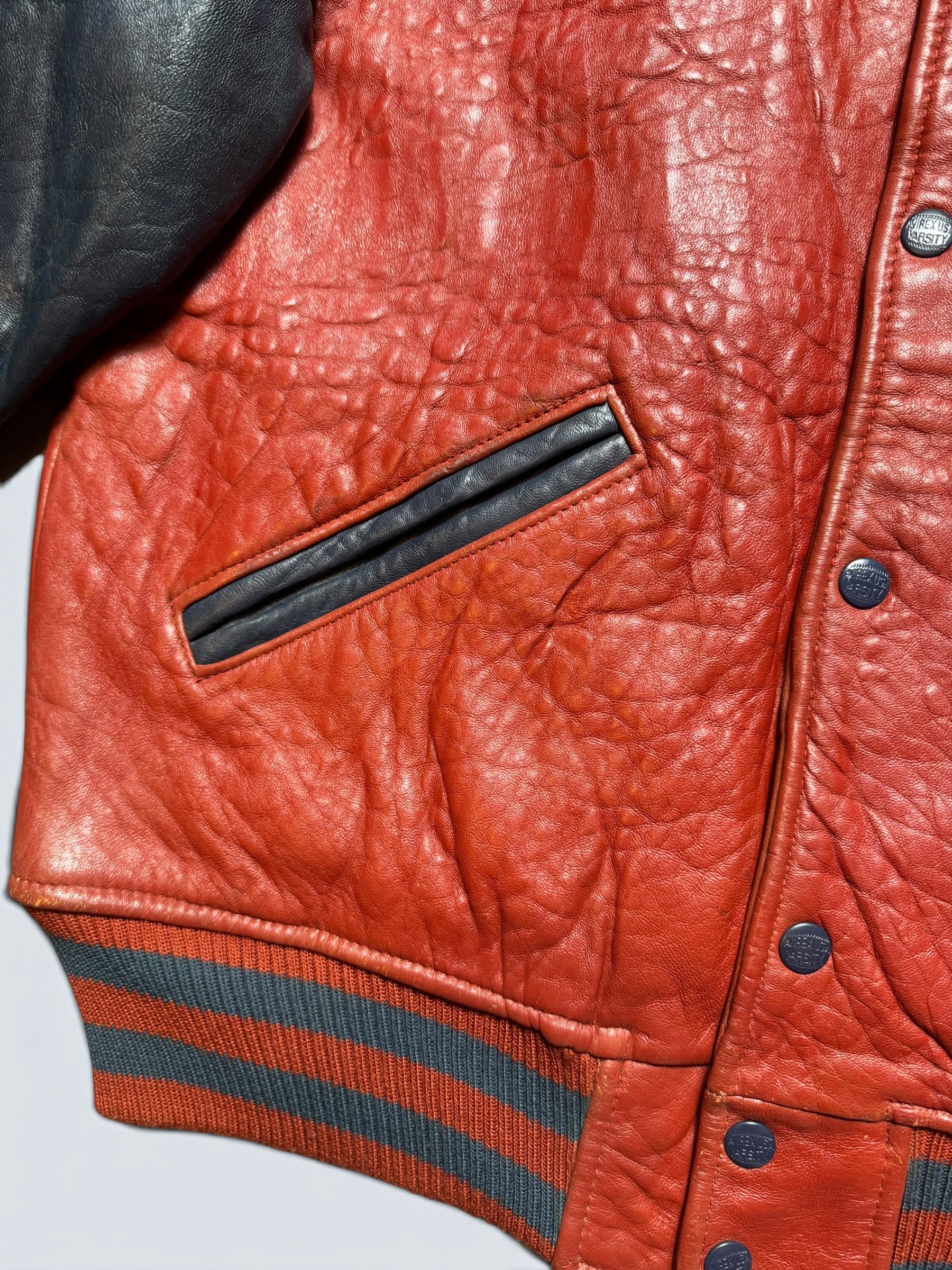 Jacket leather varsity baseball sport Avirex ltd usa wash dc red vintage 90’s - S