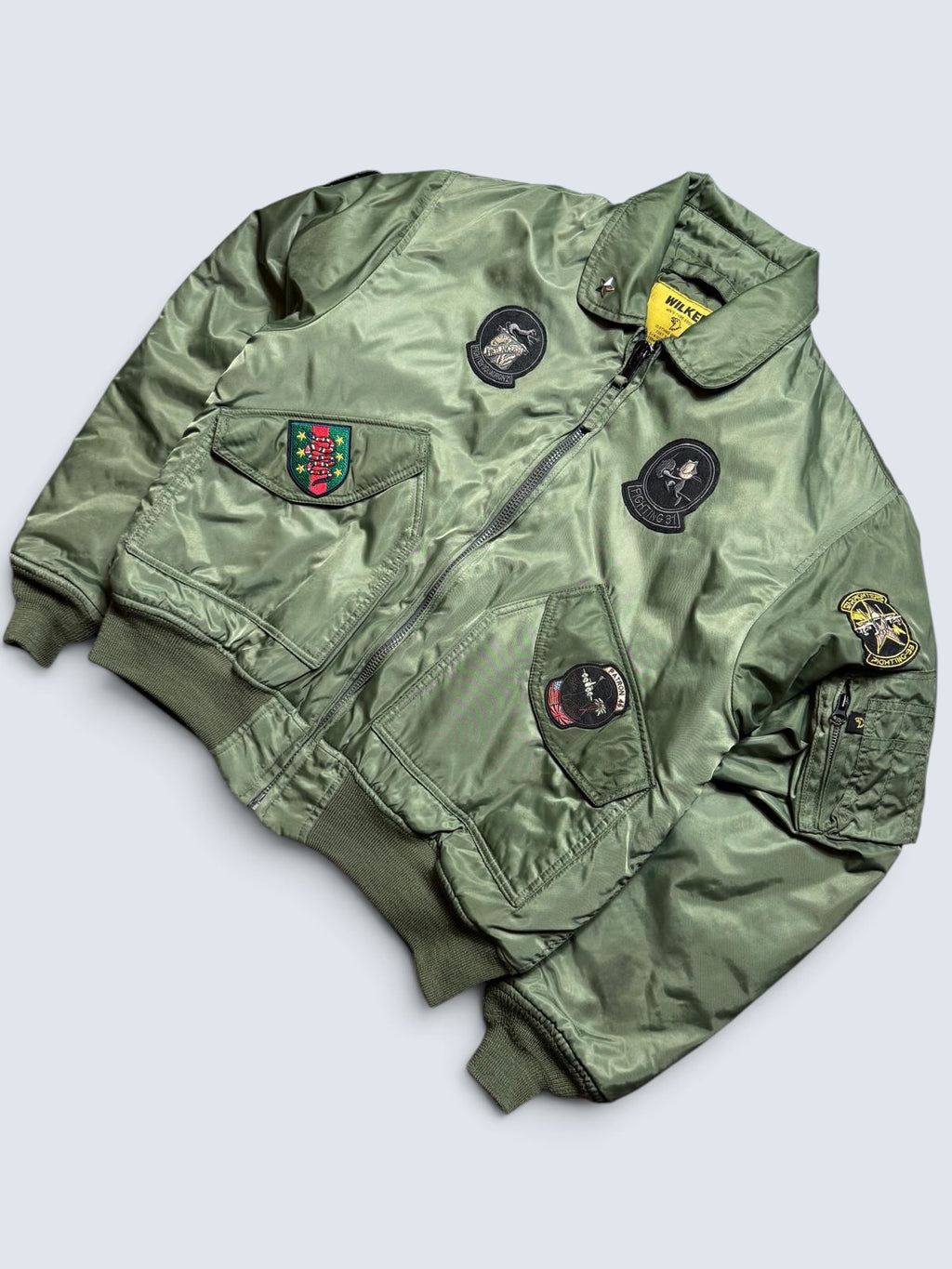 Jacket bomber flight CWU-45P Wilker Industries full patch kaki vintage 00’s - L