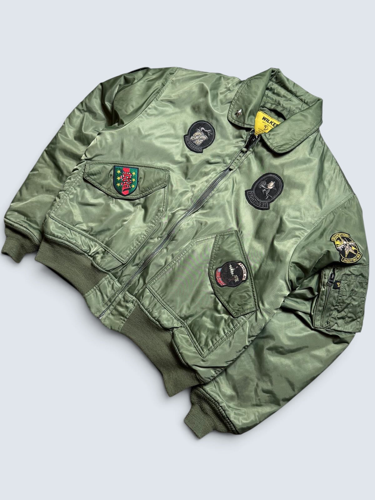Jacket bomber flight CWU-45P Wilker Industries full patch kaki vintage 00’s - L