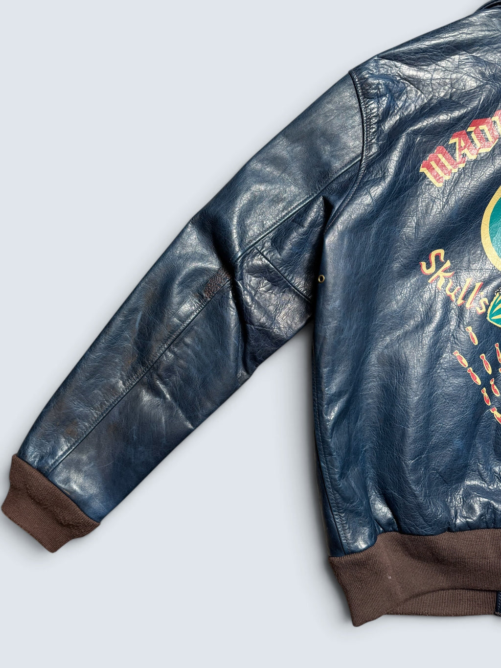 Jacket cuir horsehide bomber flight A-2 Curphey Leather patch & nose art usaf navy - 42 (L)
