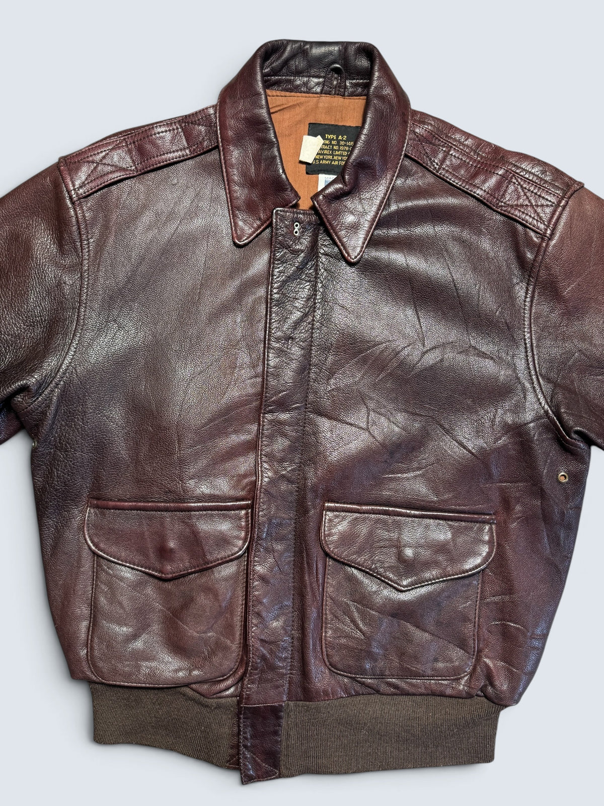 Jacket cuir goatskin flight A-2 Avirex made in USA usaf brown 70’s- 42 (L)