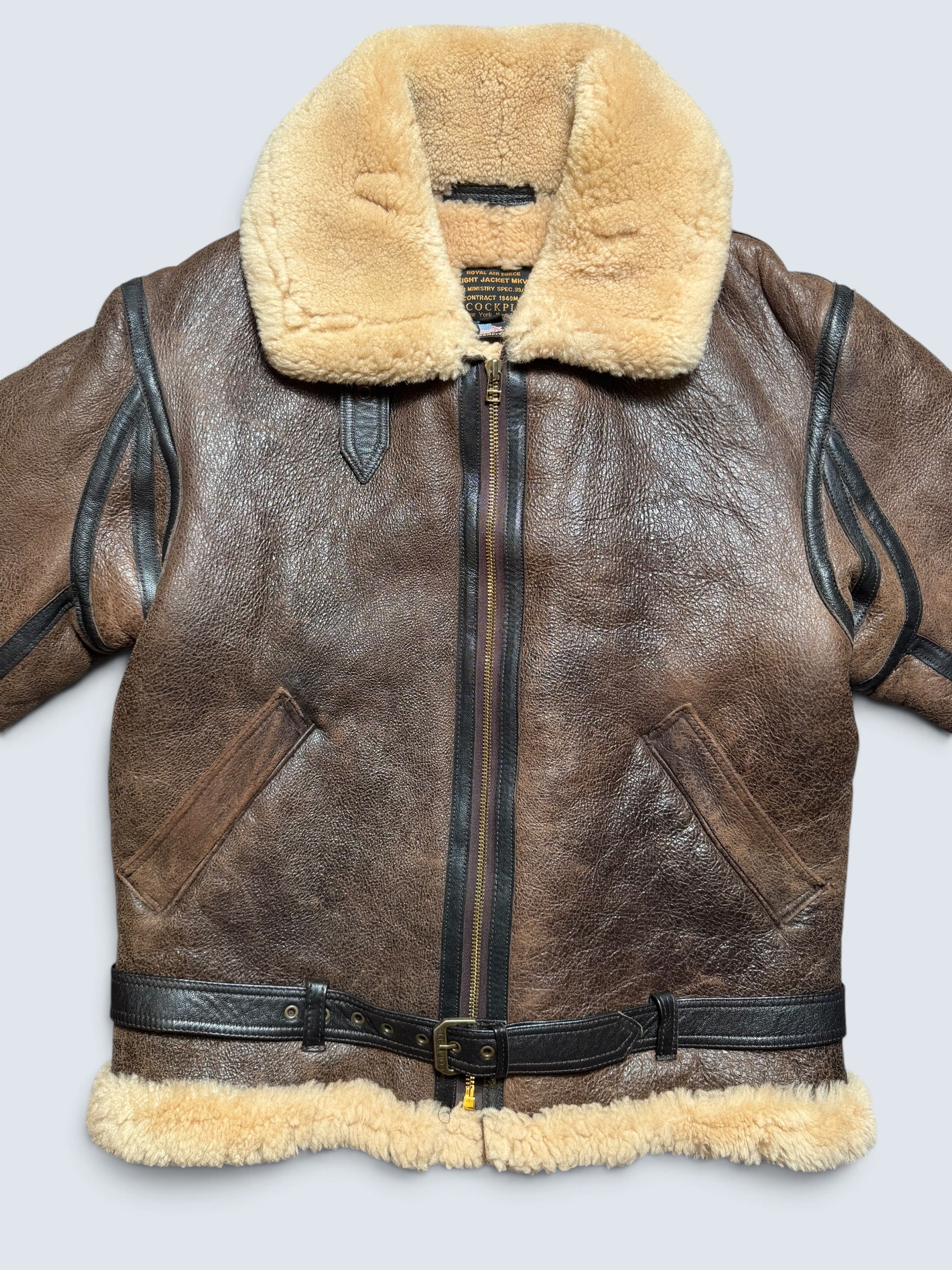 Jacket cuir flight shearling Irvin Cockpit made in USA RAF brown vintage 00’s - 40 (M/L)